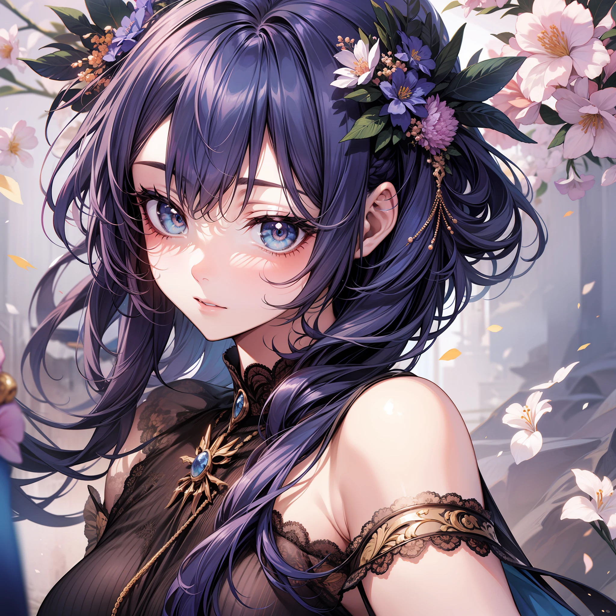 Colorful hair、a beautiful women、Eyes that seem to be sucked in、Official Art、A masterpice、Extremely delicate modeling、best quality、