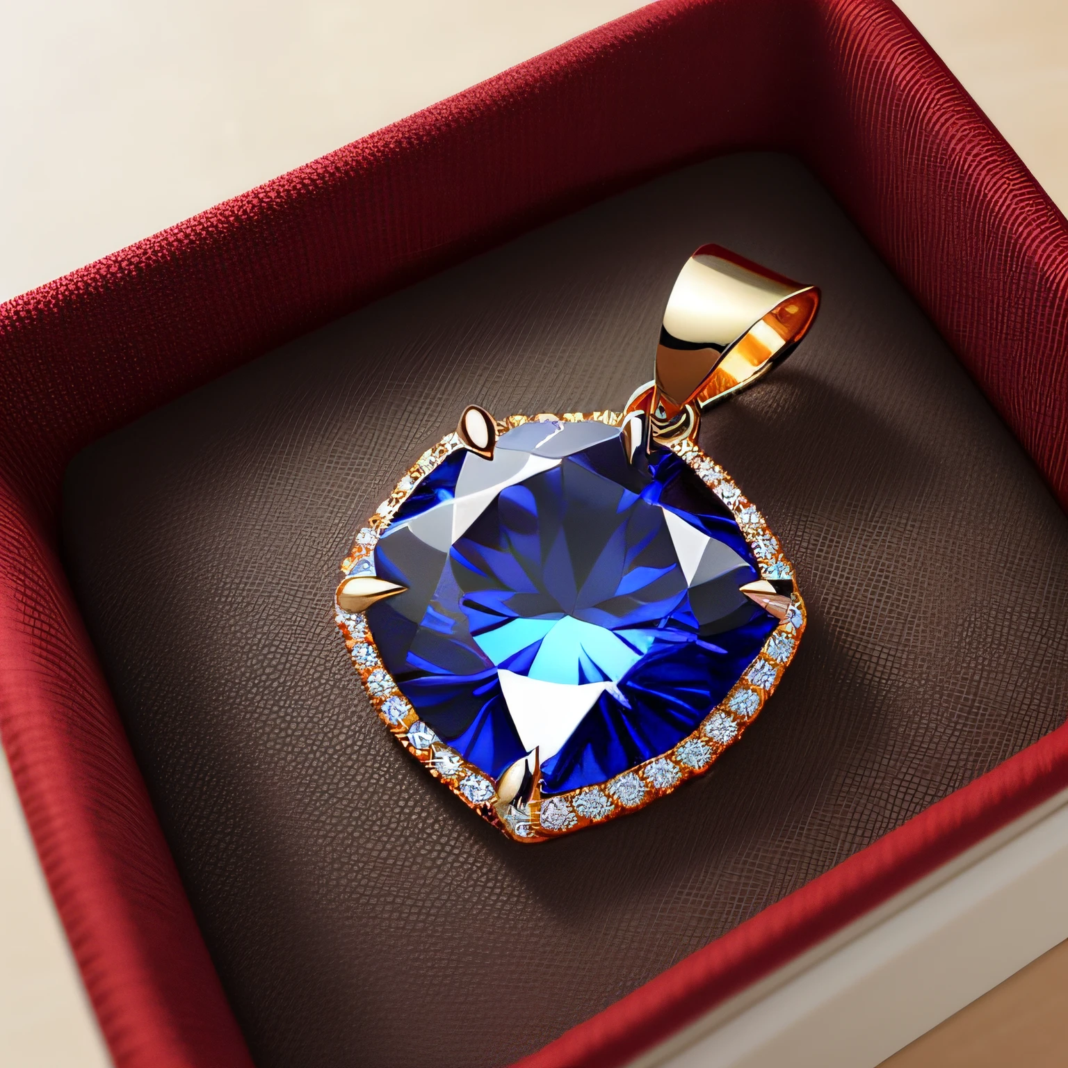 Beautiful diamond pendant,Croixin style,Place in a flannel tray,Take photos of accessories,nmasterpiece,with rich details,with rich details,The details are incredible,真实感,UltraHighResolution