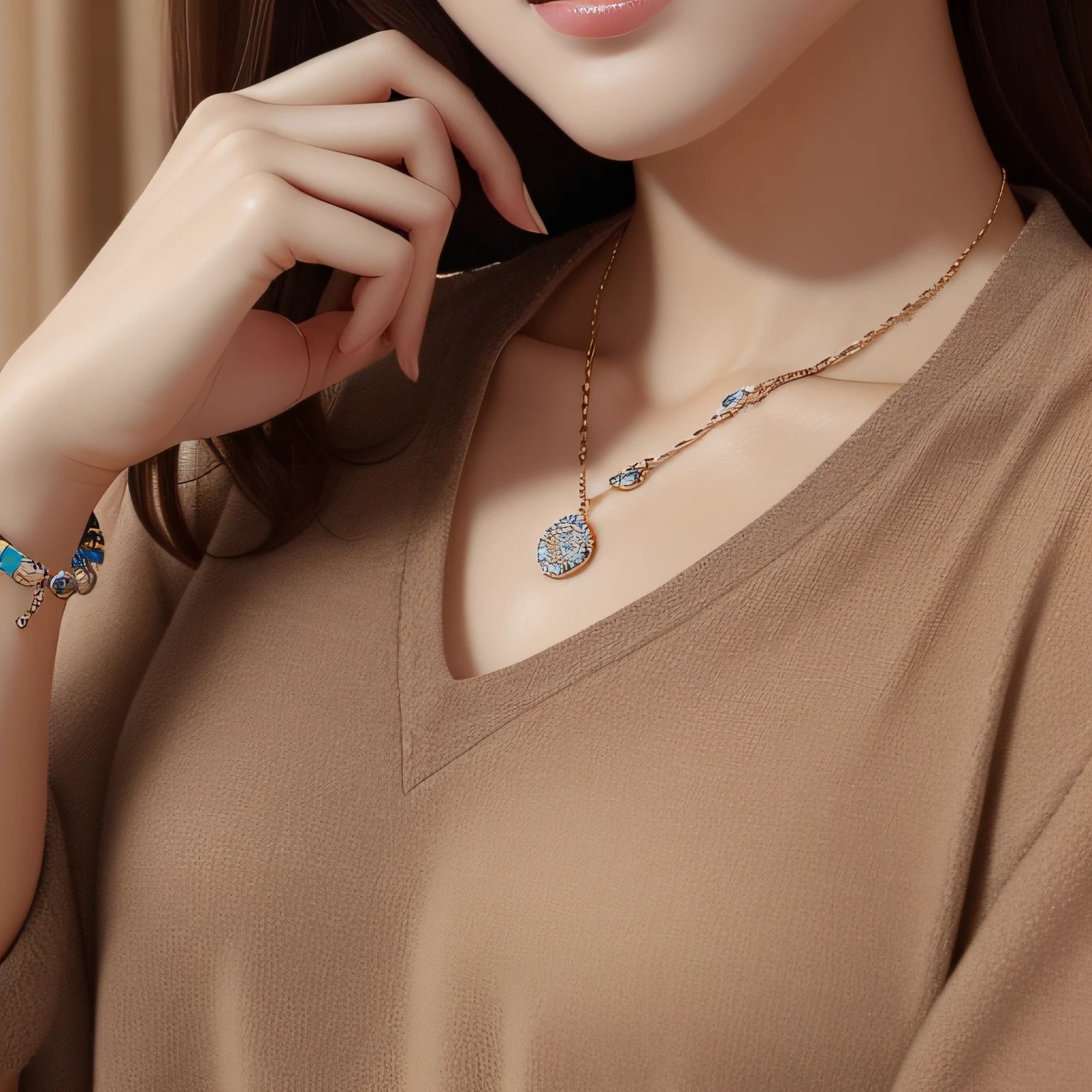Beautiful diamond pendant necklace,Croixin style,Place in a large tray of flannel,Take photos of accessories,nmasterpiece,with rich details,with rich details,The details are incredible,Ultimate beauty,真实感,UltraHighResolution