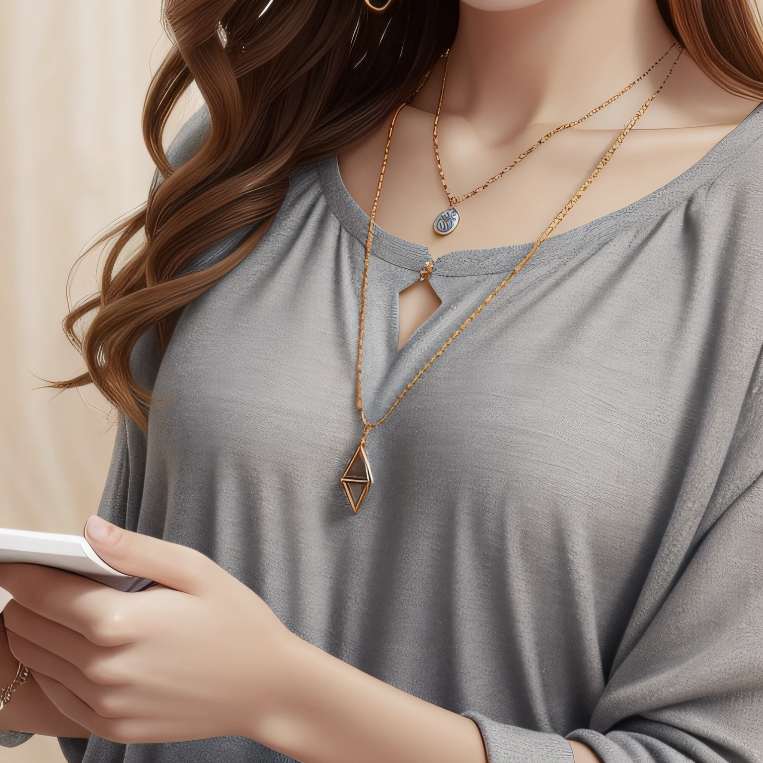 Beautiful diamond pendant necklace，Croixin style，Place in a large tray of flannel，Take photos of accessories，nmasterpiece，with rich details，with rich details，The details are incredible，Ultimate beauty，真实感，UltraHighResolution