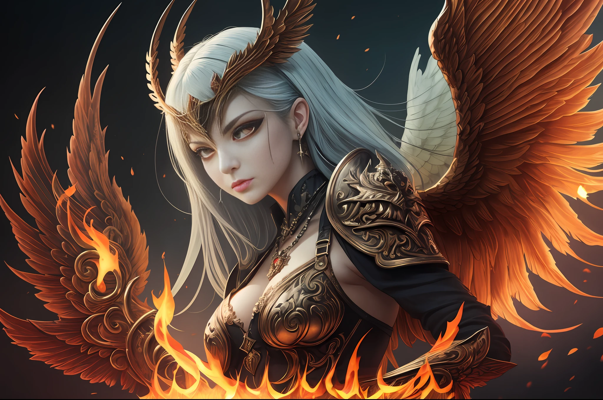(extremely detailed CG unity 8k wallpaper,masterpiece, best quality, ultra-detailed, beautiful detailed eyes:1.2),best illumination, (best shadow, an extremely delicate and beautiful, bloom), dark angel, 1gril,solo,red eyes,Heavy armor,long hair,holding sword,black wings with golden edge,red jewelry,(huge wings:1.4),Film filter,Satan, Hellfire,full body,demon,flame,Tattoo,lucifer, ultimate_beautiful_g
