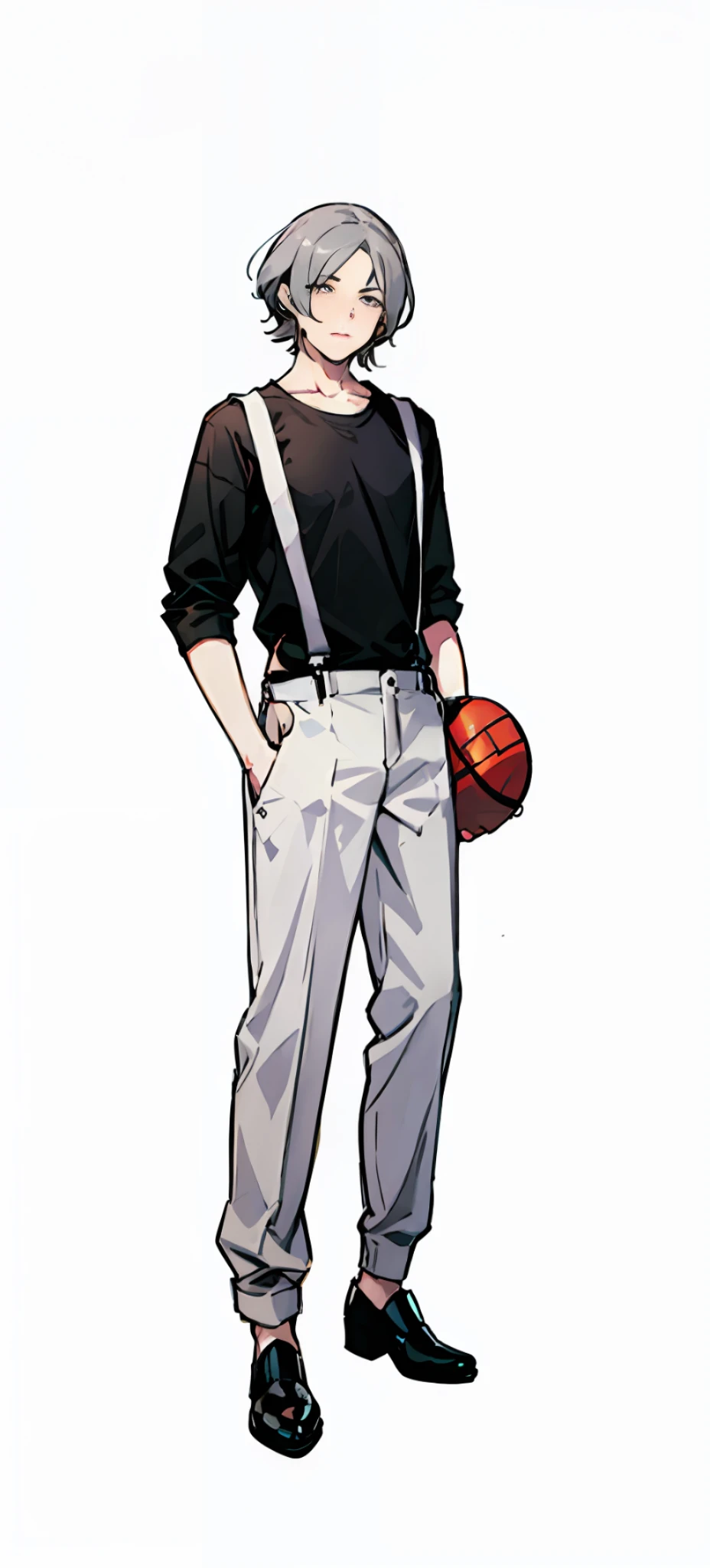 full body character portrait,Girly frontline style,Young men,Gray hair