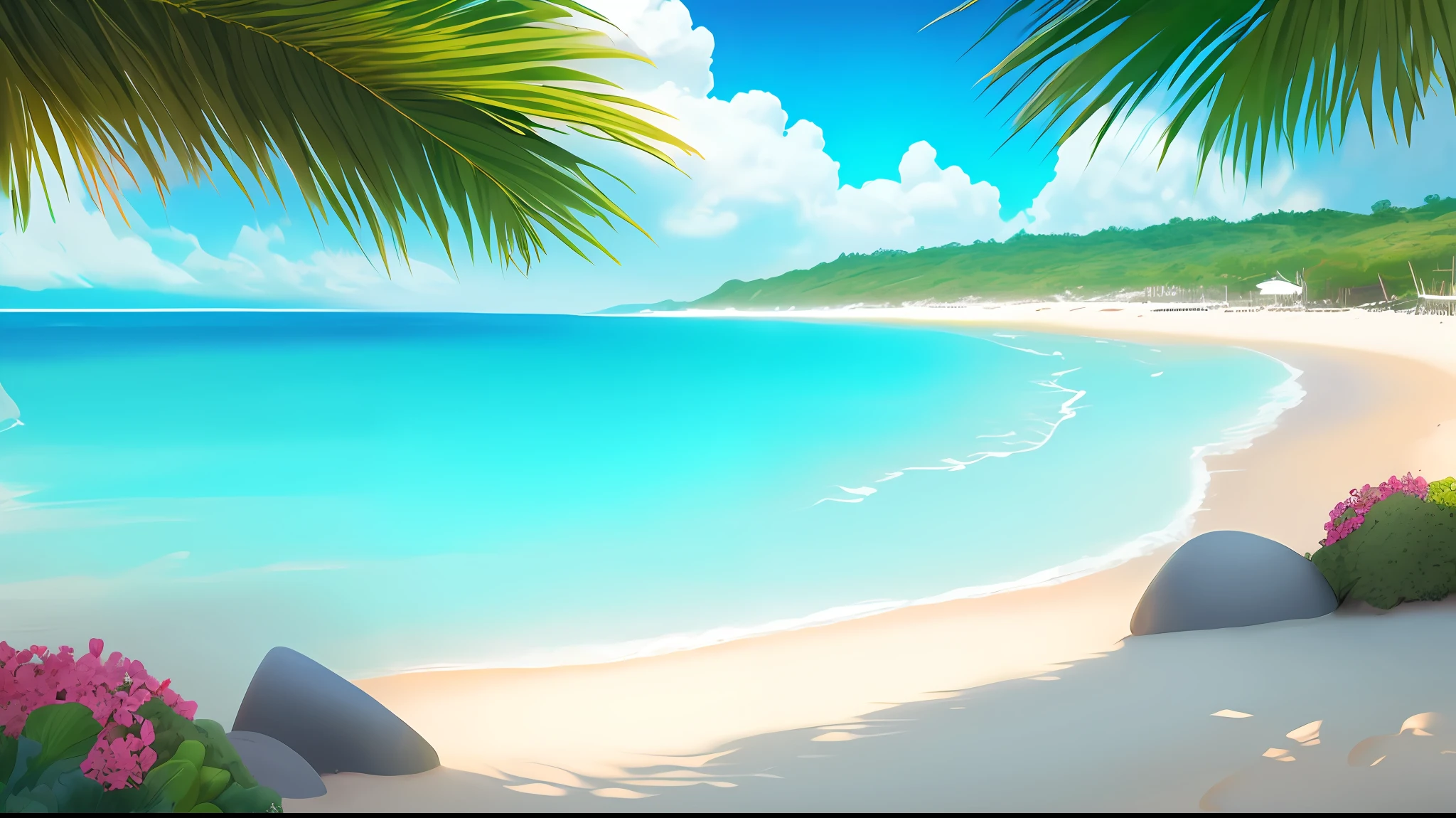 A small piece of land surrounded by ocean water, Arte Digital, intrincado, trend, cores vivas