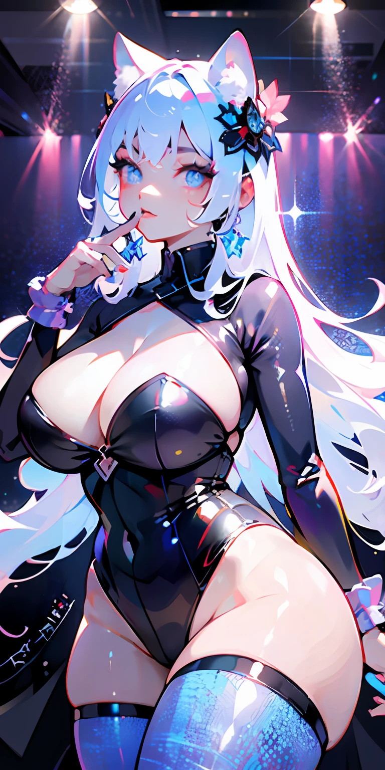 photorealistic, ultra high res, intricate, hyperdetailed, (skindentation), cute, feminine, detailed body , (detailed face:1.1), (outlined iris), (hidrocor lenses), (perfect eyes), 4k, beautiful, (masterpiece:1.2), (best quality:1.2), multiple beautiful women, wide hips, thick thighs, (large breasts:1.2) and (huge breasts:1.2) , dress, slutty, seductive pose, extreme hourglass figure, stripper, in club, dancing