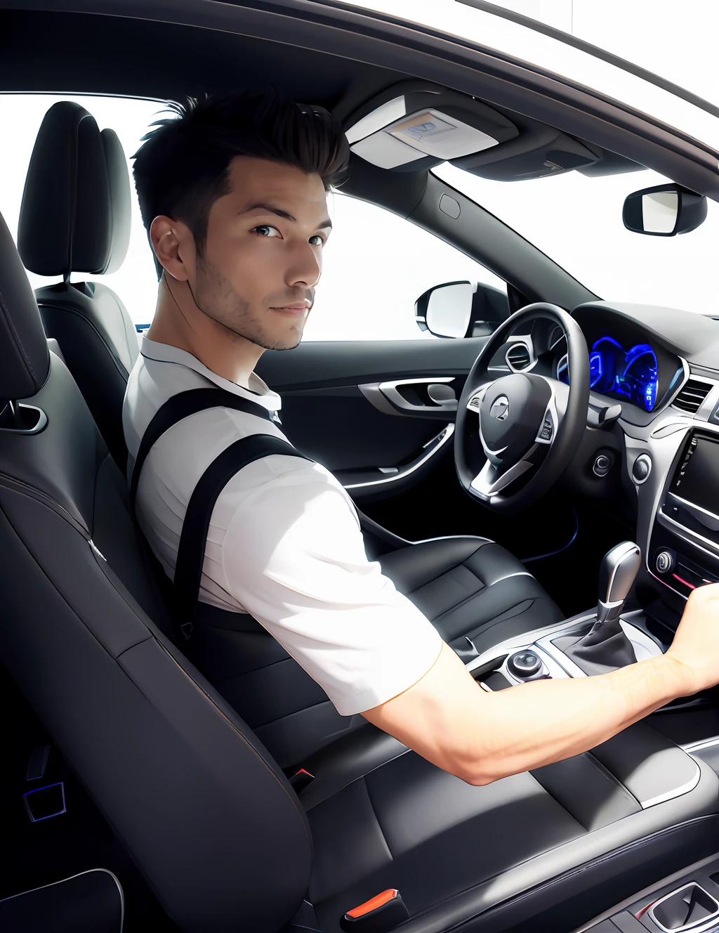 Man driving car