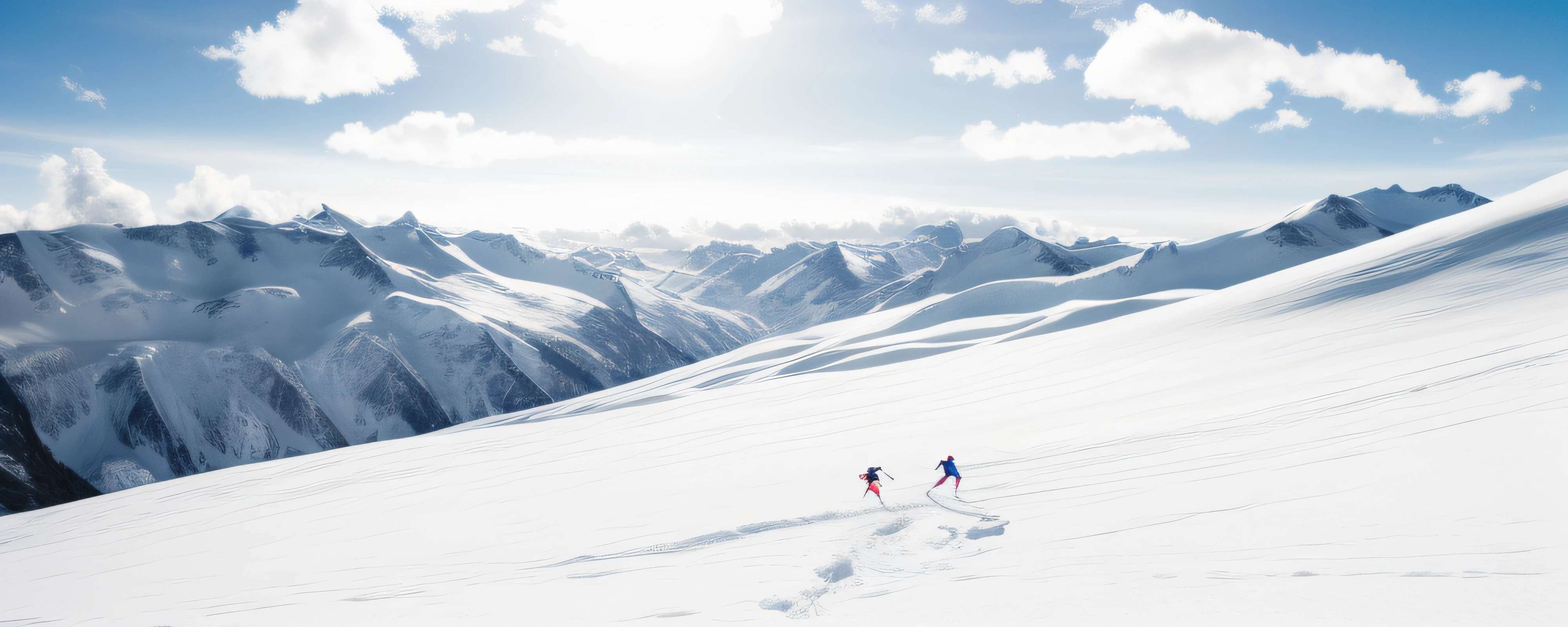 Deep blue sky,The character runs away,avalanche