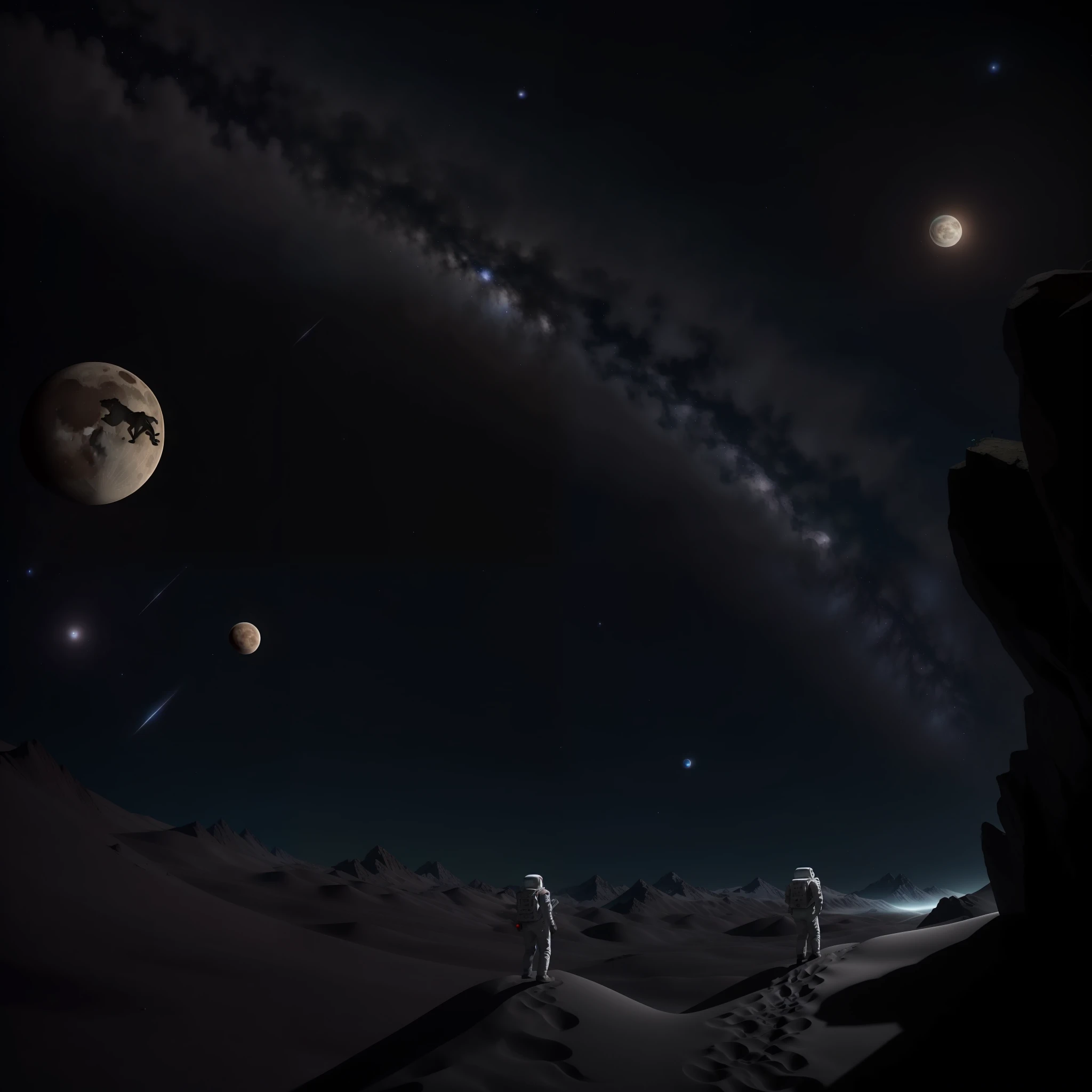 Um astronauta andando em cima de um cavalo na lua,imagem ultra realista --auto