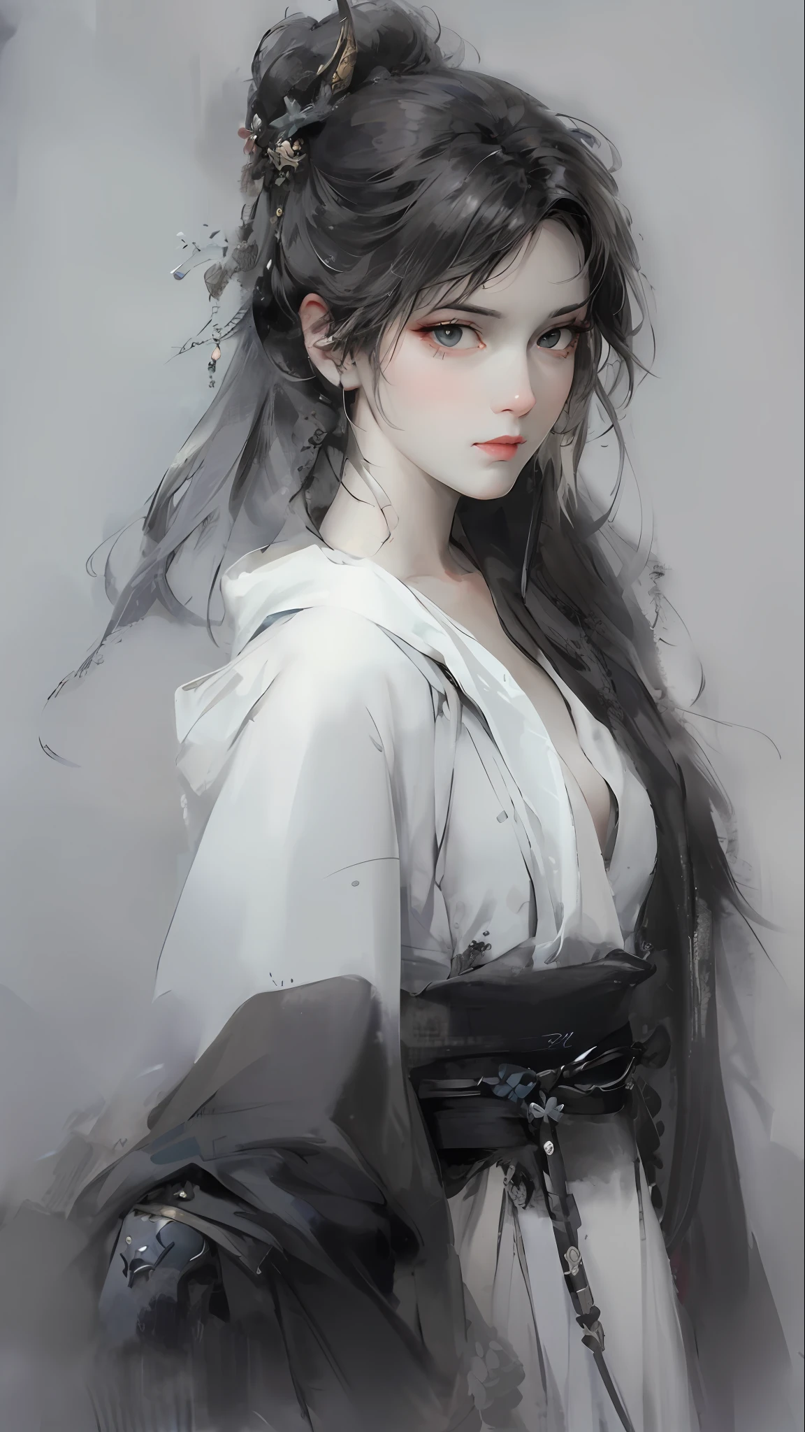a close up of a woman with white hair and a white mask, beautiful character painting, guweiz, artwork in the style of guweiz, white haired deity, by Yang J, epic exquisite character art, stunning character art, by Fan Qi, by Wuzhun Shifan, guweiz on pixiv artstation