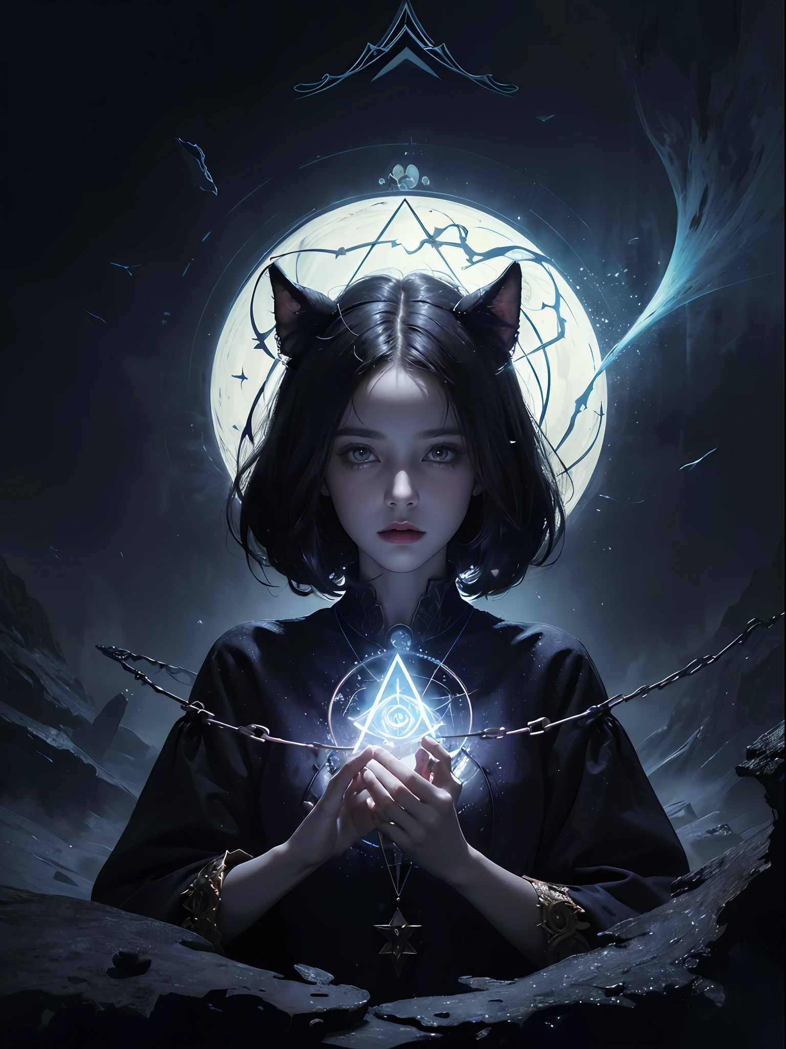 1girl, (witchcore, witchcraft, pagan, mystical, nature, occult) , magician, spell magic, magic circle, ((magic in hand)),(masterpiece, best quality:1.4),(absurdres, highres, ultra detailed:1.2),(using dark magic:1.4), imaginative overlays, artistic fusion,fantastical scenes, evocative narratives, striking visuals, upper body ，(((best quality))),(((ultra detailed))),(((masterpiece)))
