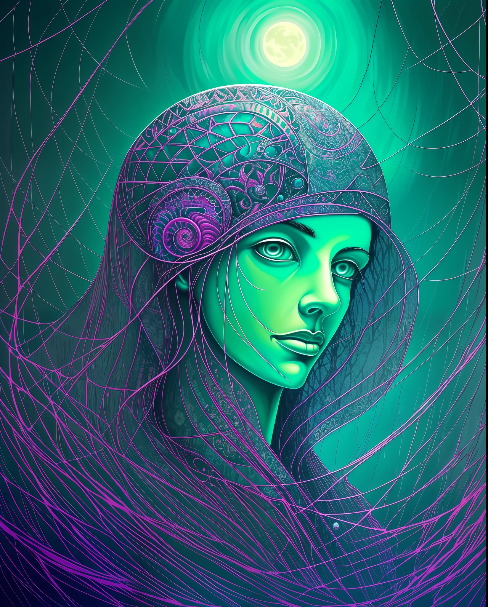 paisagem Lovecraft, psychodelic, pintura detalhada, intrincado