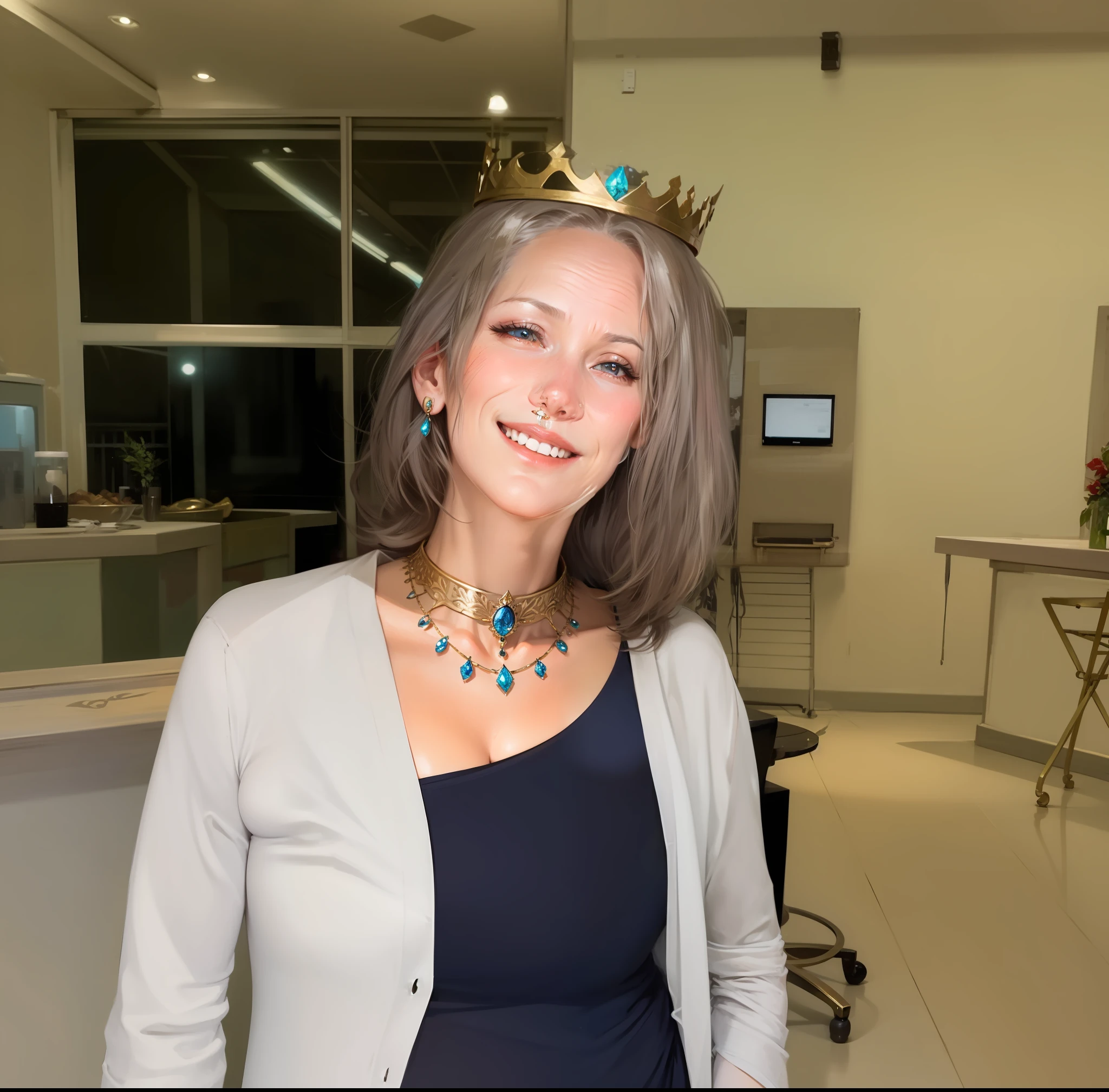 Queen with her crown and many jewels