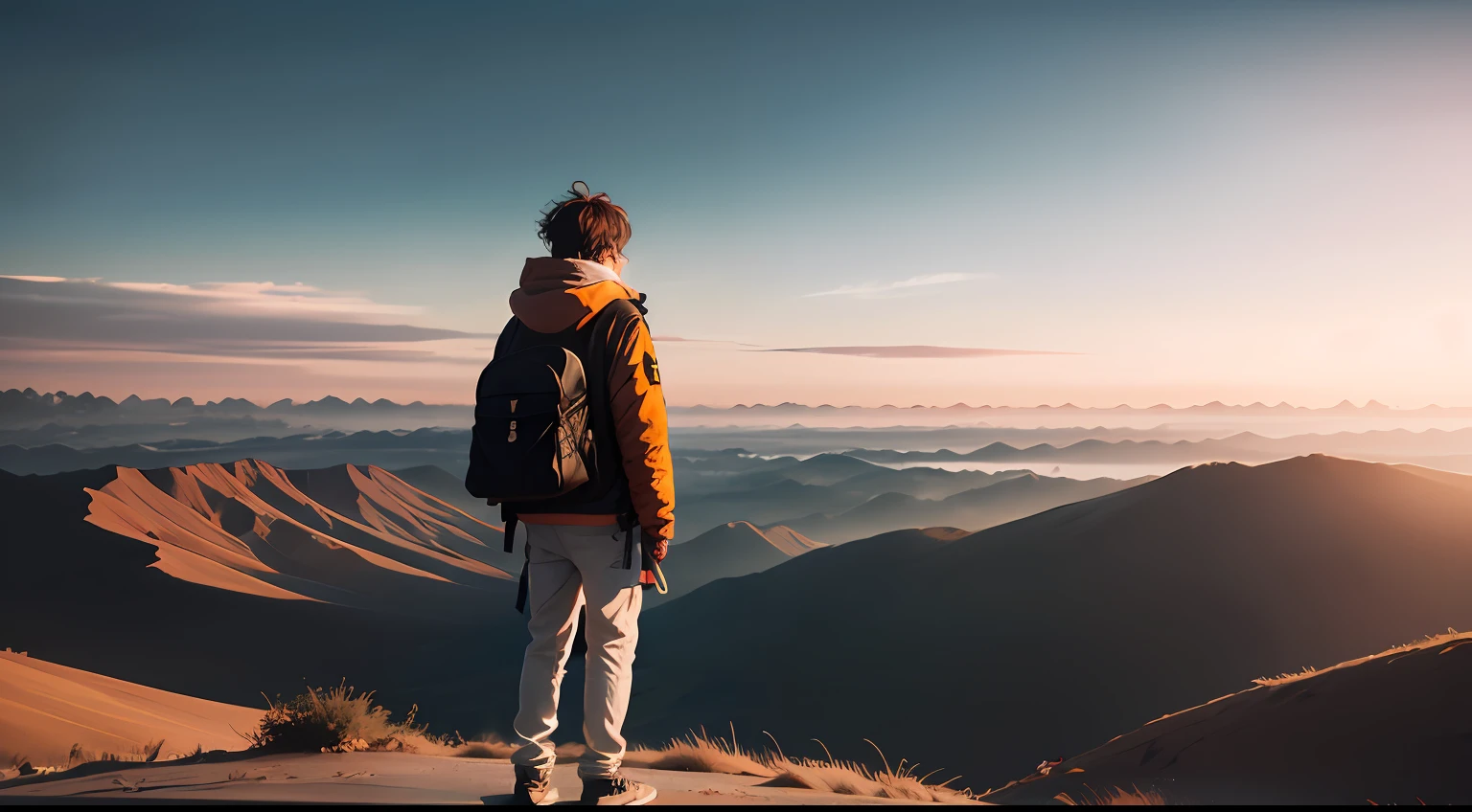 a person in the midst of a vast scenery, representando a vida como um teatro. --auto