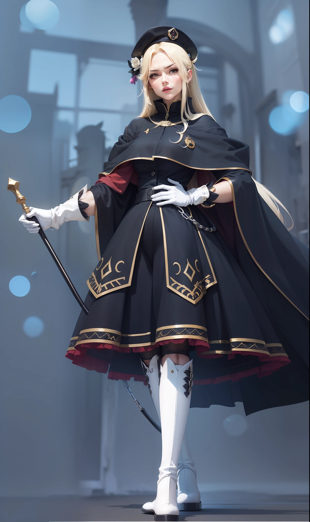 Anime, dominatrix, femdom, white boots, black robe, devious, seductive, riding crop
