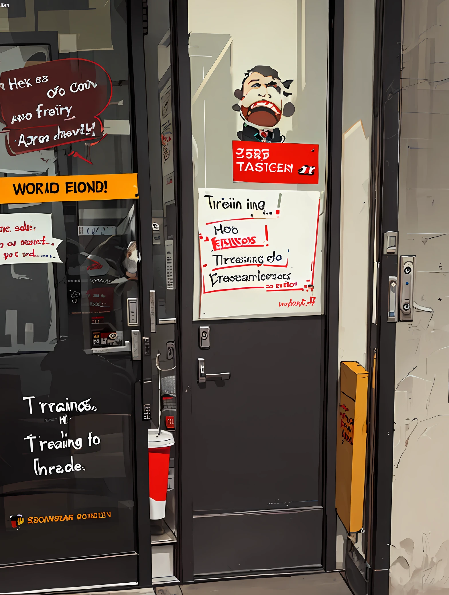 Threatening and Obscene messages written on the wall of a fast food establishment