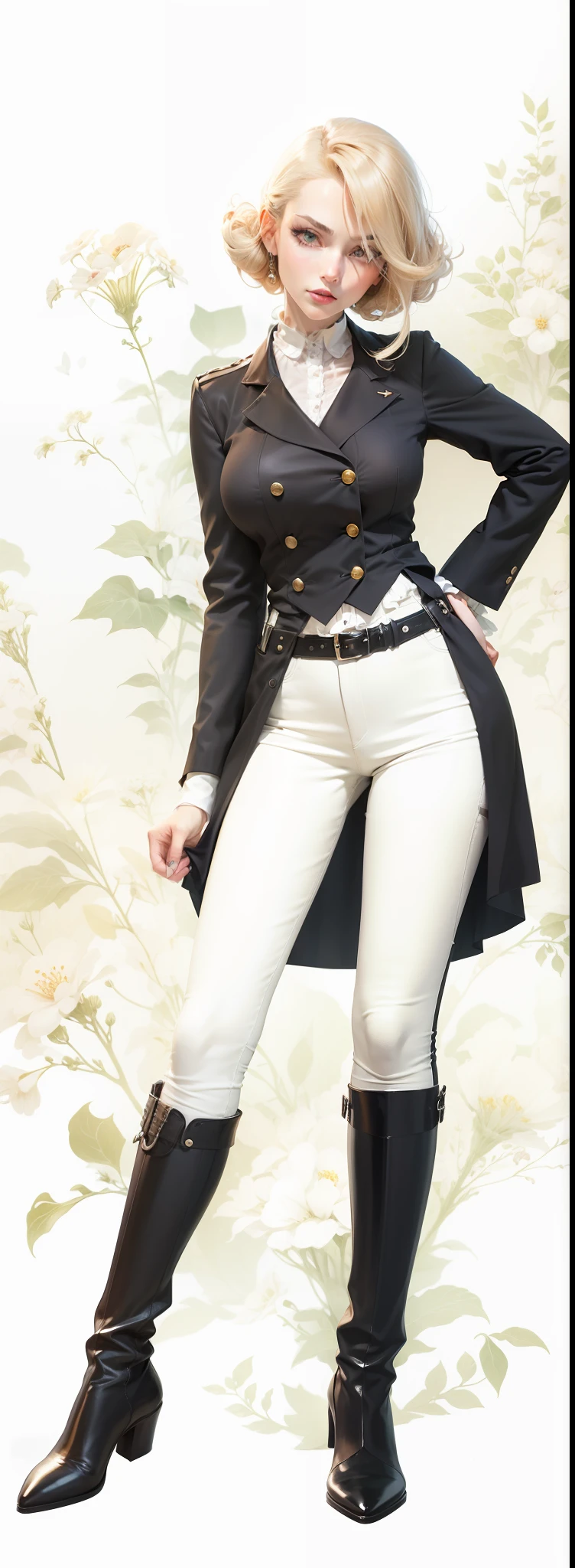 Anime, Illustration, dominatrix, queen, femdom, equestrian, seductive, devious, woman, white blouse,