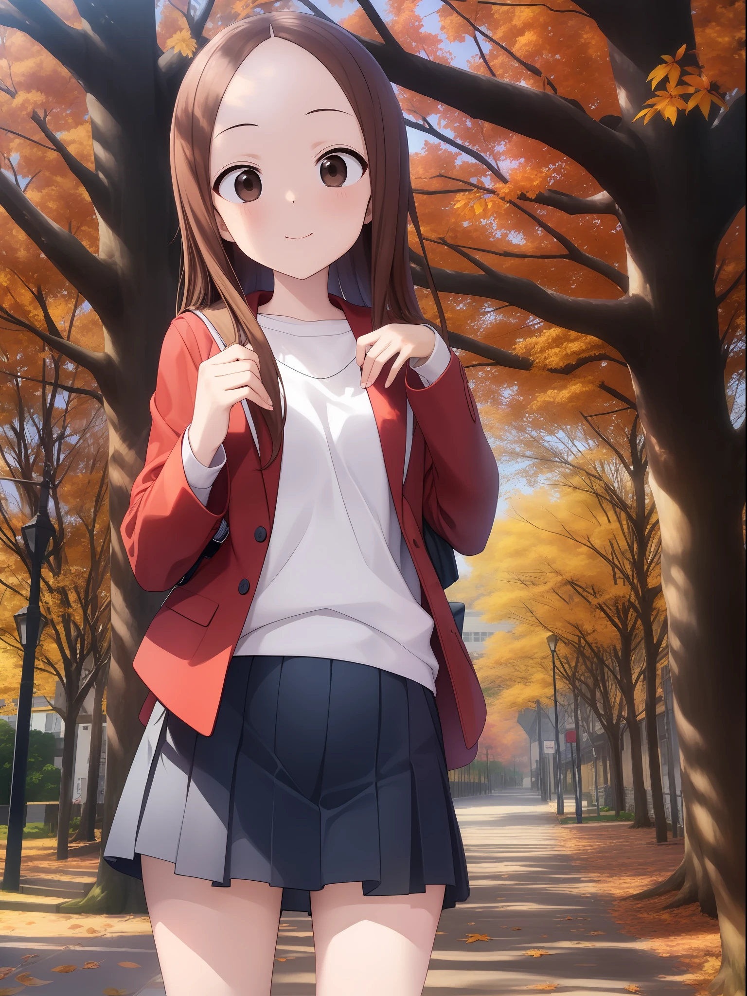Takagi san, com roupas leve, autumn season pleasant environment, super detalhado, alta qualidade