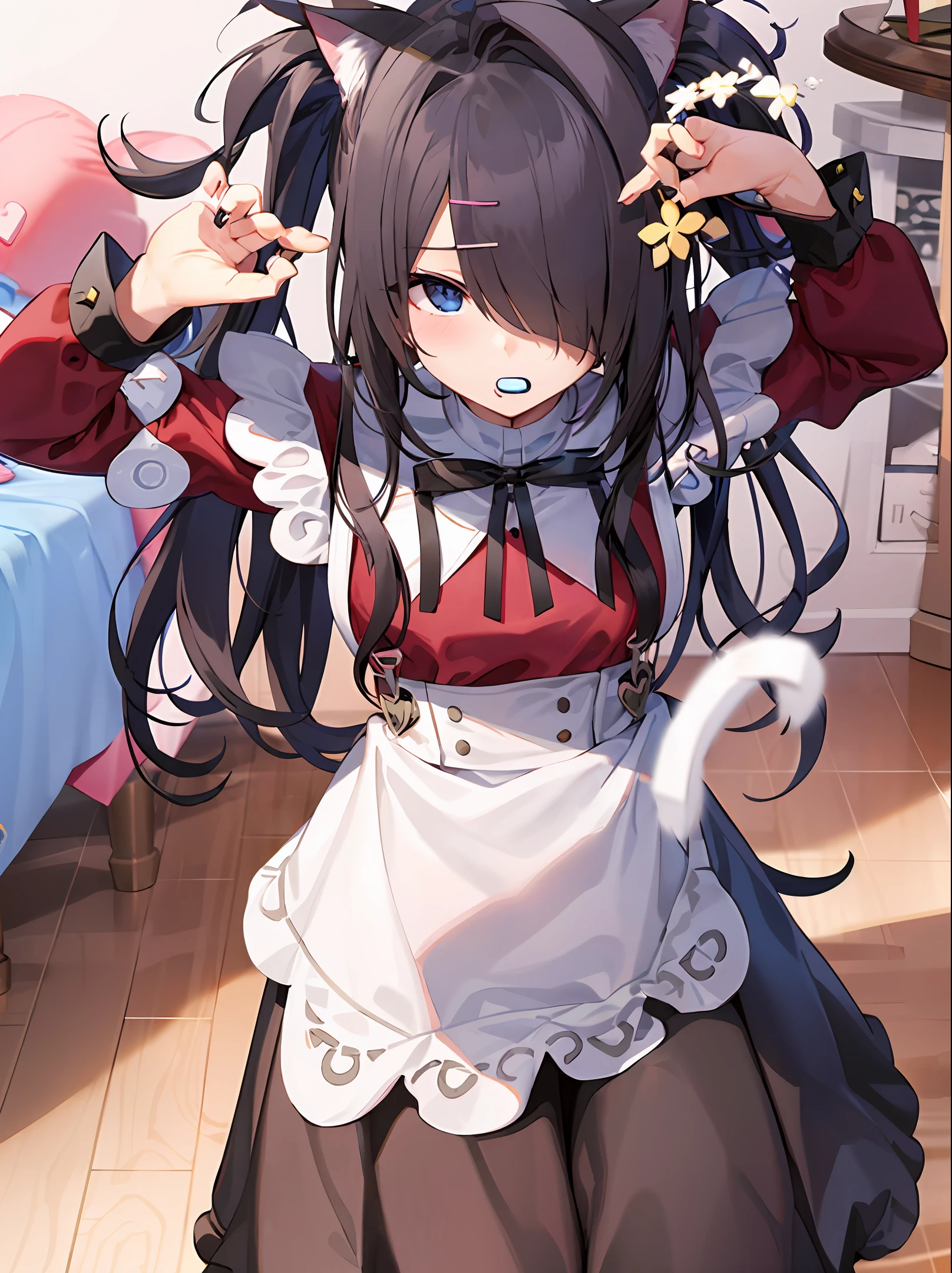 Maid cat ears cute wand shy