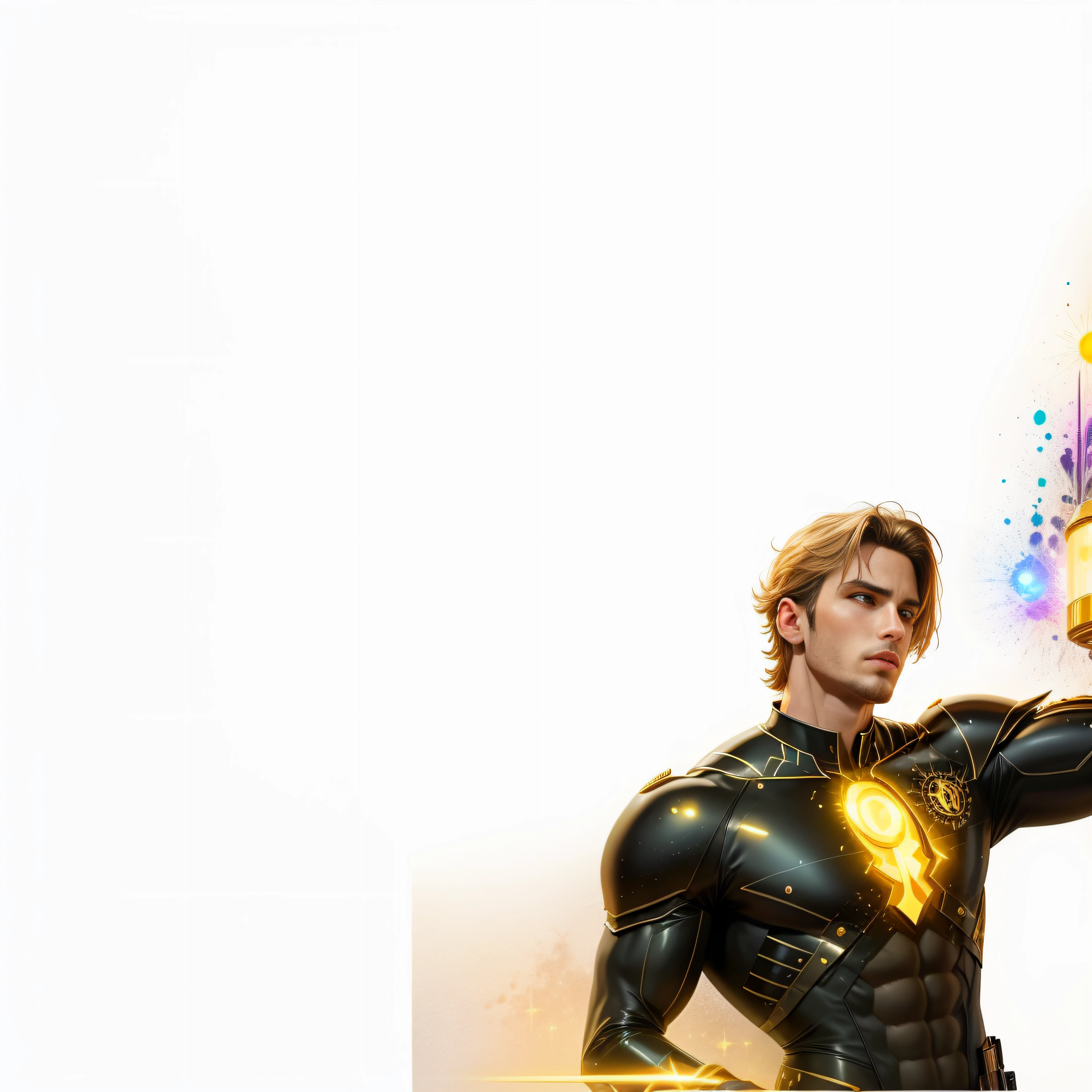 homem de 21 anos de idade, using black latex with holographic symbols, bright neon symbols, Arafed in a black LA'TEX suit holding a yellow light, adam warlock, gordon flash | |, arte de fundo, Tocha humana, paper awesome wallpaper, papel de parede hd, Aura dourada brilhante, desktop background, fundo do papel de parede, epic graphic novel wallpaper, sem texto, Papel de parede 4k, Papel de parede 4k, papel de parede de alta qualidade, Asgardiano, cg arte, Johan Liebert, Full resolution 4k