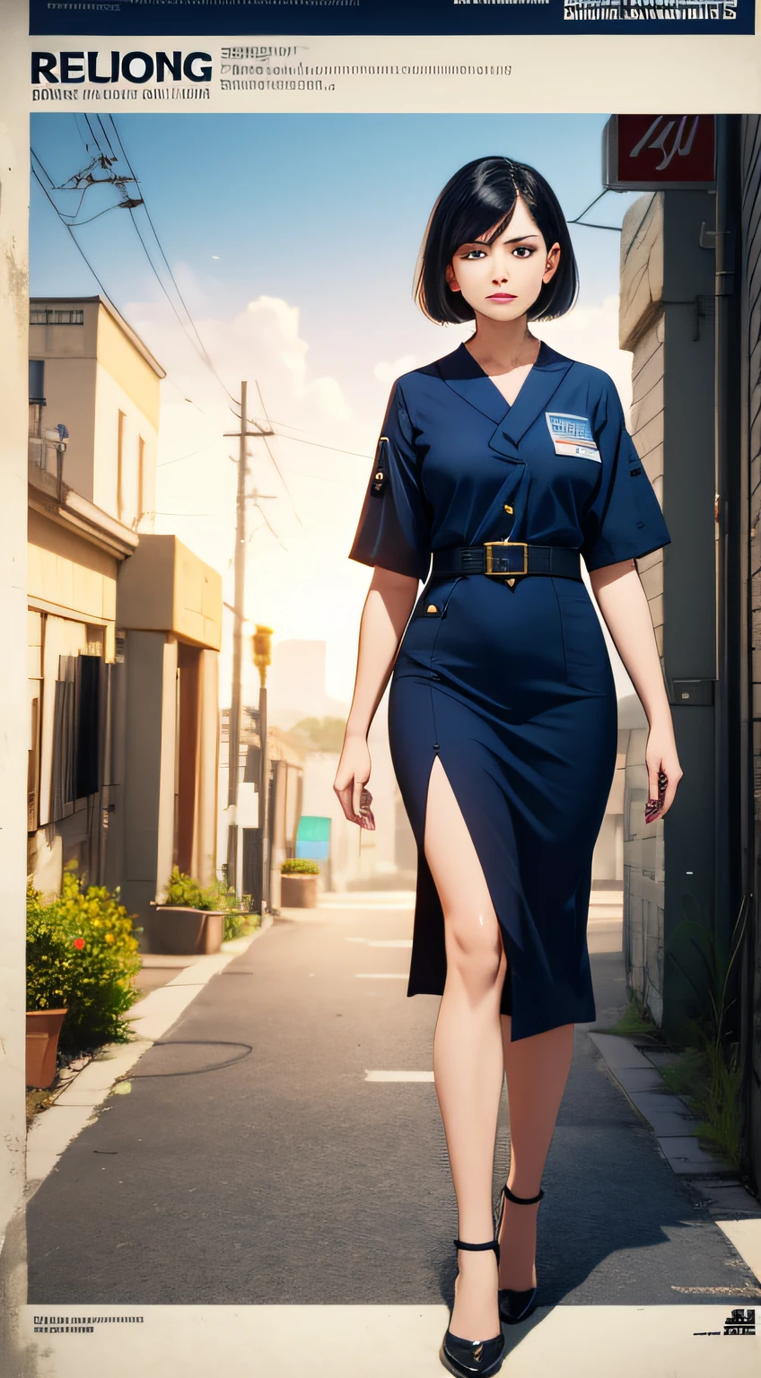 Science Fiction,Sci-Fi,Sci-Fi Movies,Movie Posters,Foundation Movie References,Stories about Rebellion,Anti-Government Groups,Politics,War,25-Year-Old Woman,Adult,Dark Blue Water-Colored Eyes,Black Bob Short Hair,1945 Doctor Gown,Fully Dressed,Polite Dress,Serious Face,Realistic Face Resolution,Realistic,Object Resolution