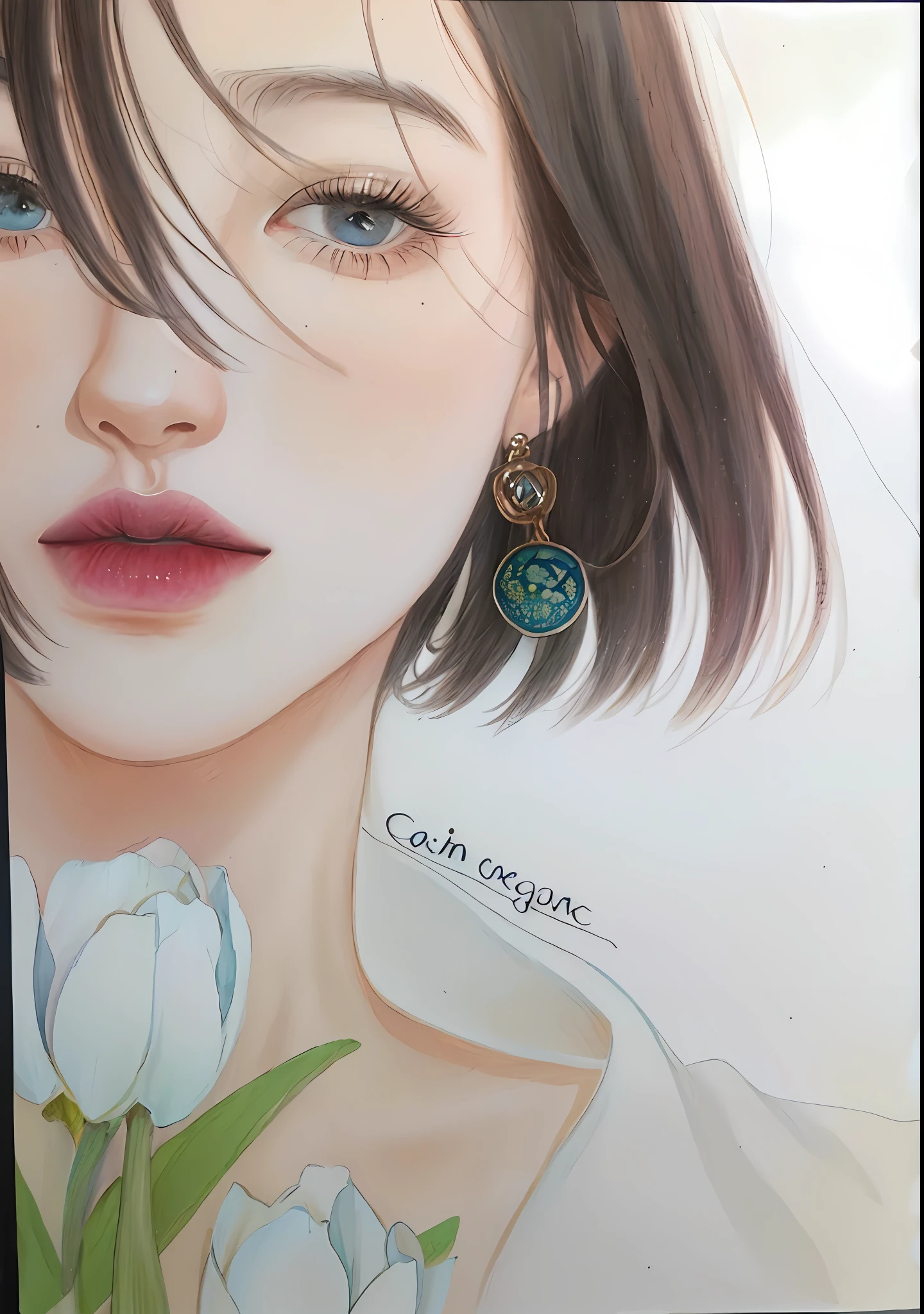 painting of a woman with blue eyes and a flower in her hand, a colored pencil sketch, color pencil sketch, color pencil sketch, colorized pencil sketch, desenho colorido, drawn with colored pencils, desenho colorido, desenho colorido, colorful sketch, color pencil drawing, color pencil drawing, retrato colorido detalhado, colored pencil illustration, high quality colored sketch,  retrato da menina