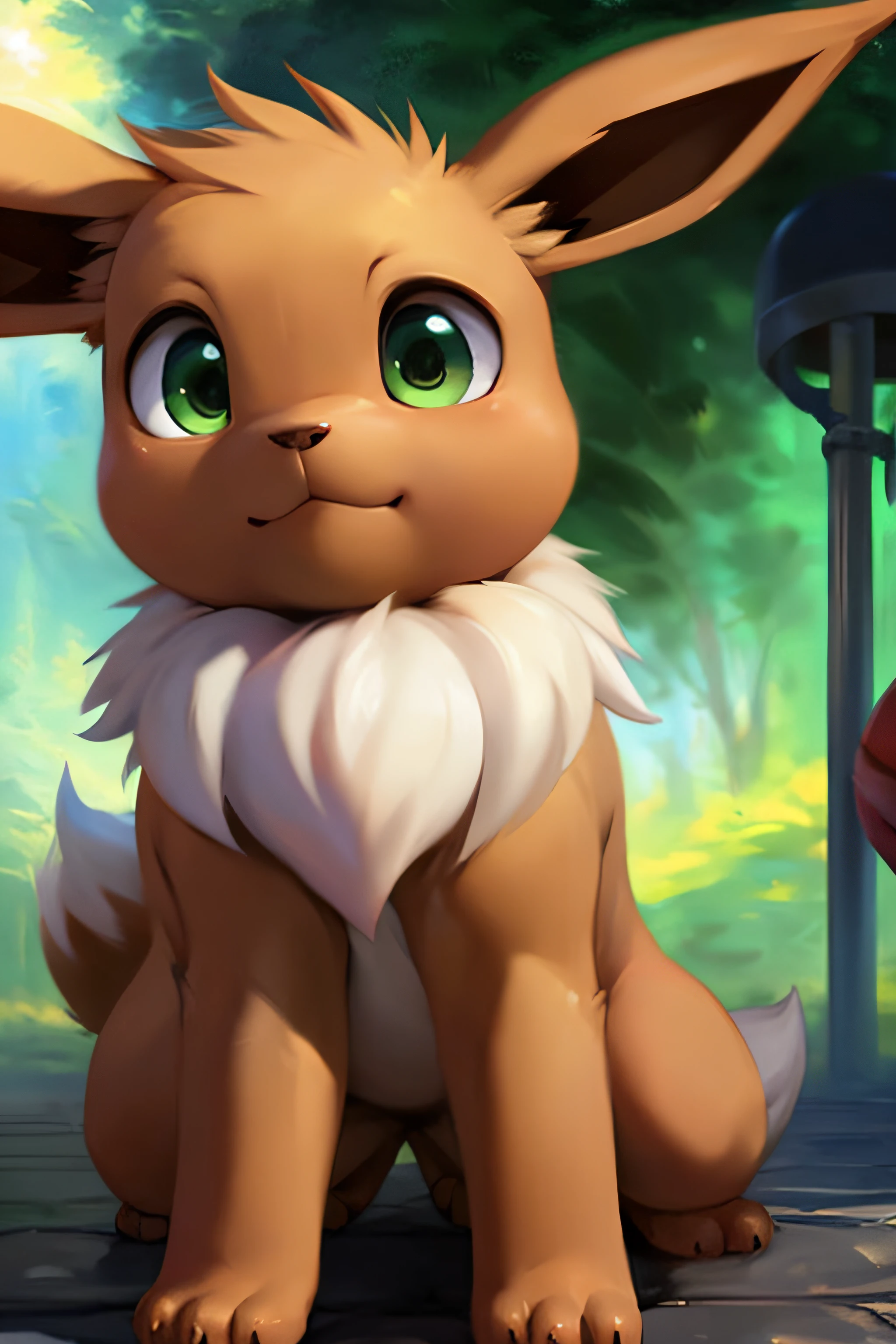 uploaded on e621, by Pino Daeni, by Ruan Jia, by Shiitakemeshi, by Alayna Lemmer, by Carlo Galli Bibiena,
solo ((brown feral Eevee)) with (((brown body))) and (((white neck tuft))) and (brown feral dipstick tail) and ((clear green eyes)),
(portrait),, (((detailed Chunie feral [Eevee]))), (detailed Chunie lighting), (detailed fur), [detailed Shiitakemeshi skin],
(cinematic lighting), [detailed ambient light], [detailed face and eyes], (all fours at playground), [starry],
((close up)), (front view), [genital focus], ((half body shadow)), backlighting, crepuscular ray, (chibi),
[gray natural lighting], [ambient light on the belly], [higher body and limbs detail],
[realistic proportions], [explict content], [sharp focus], (questionable content), (shaded), ((masterpiece))