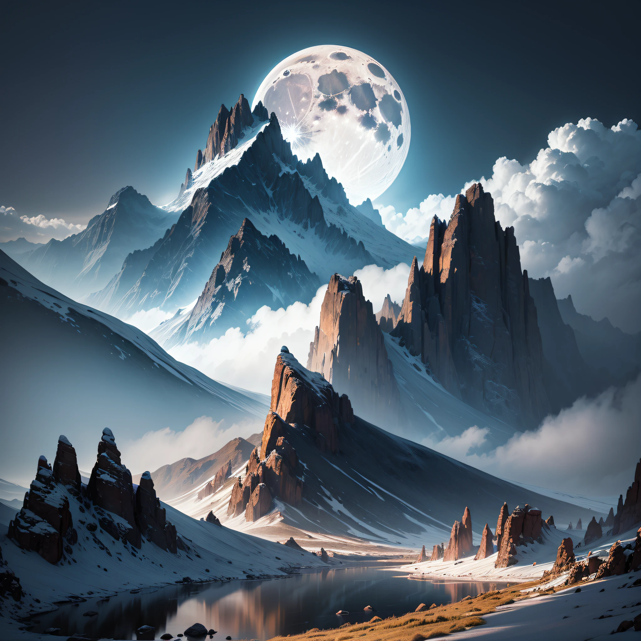 Enter a deep valley, surrounded by majestic rocky mountains that rise to the sky. The atmosphere is dense and gloomy, as if an imminent storm is about to fall. The air is fresh and charged with a mysterious energy.
Despite the dark day, the moon shines in the sky, casting its pale rays over the scenery. These lunar rays penetrate through the thick clouds, creating a soft, ethereal illumination. The reflections of the moon dance on the walls of the mountains, creating a breathtaking view.
The Rocky Mountains extend in all directions, forming an imposing and unchanging landscape. Its irregular, jagged shapes are enhanced by the silver reflections of the moon, creating a dramatic contrast between light and shadow.
Looking around, you notice that the valley is dotted with small streams that wind between the rocks. The crystal clear water timidly reflects the moon's rays, creating a magical and mysterious sensation.
Silence envelops the room, only broken by the distant sound of the wind howling between the crevices of the mountains. The wild and unspoiled nature of these mountains conveys a sense of serenity and power at the same time.
As you move through the valley, the light of the moon gradually changes, creating an ever-changing atmosphere. The reflections on the walls of the mountains glow and disappear as the clouds move in the sky, providing a dynamic and unique experience.
Get ready to marvel at the mystical beauty of the Rocky Mountains as the moon lends its light to create a stunning scenery full of mystery. --auto