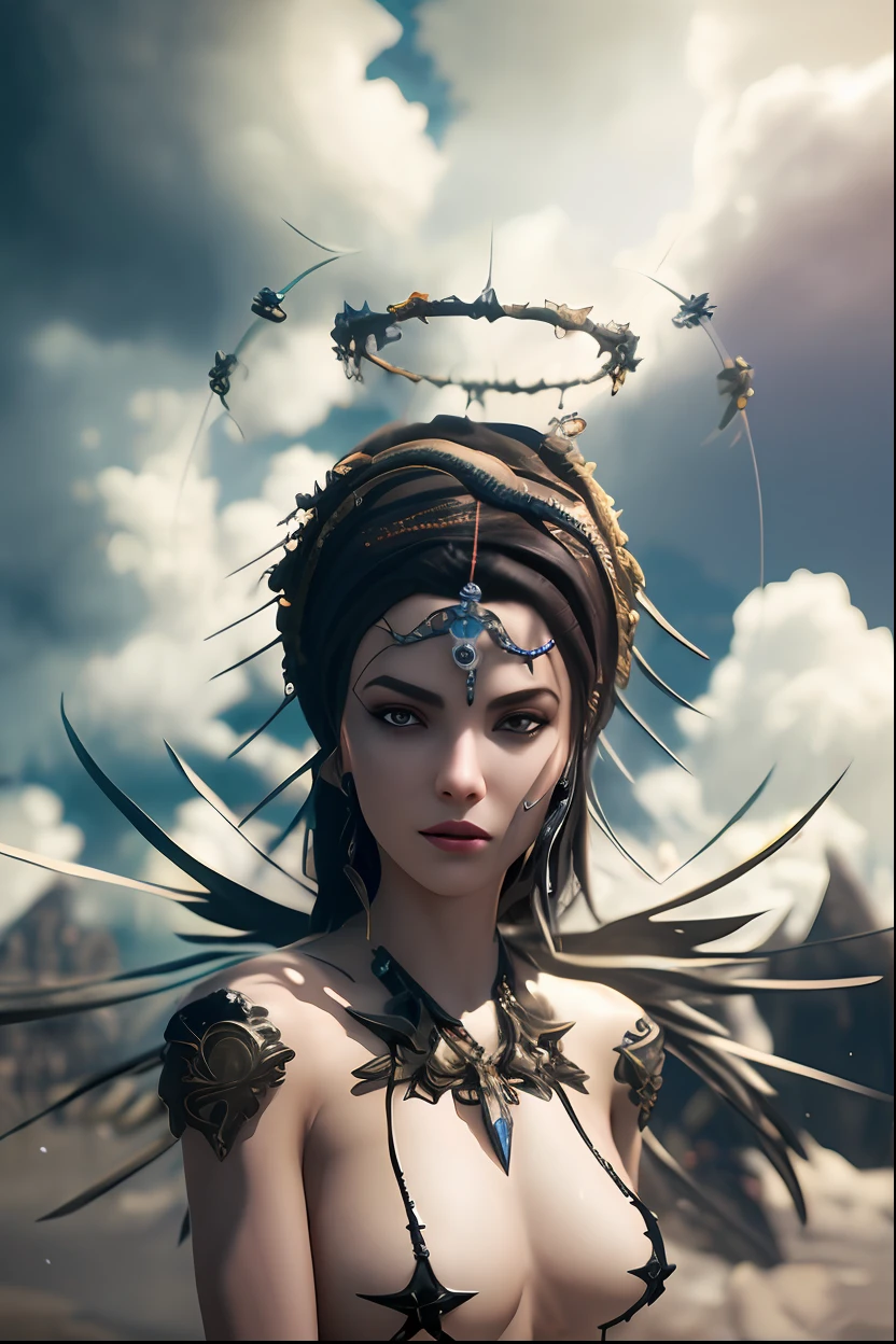 a woman with a crown and wings on her head, unreal engine render + a goddess, 3 d render character art 8 k, cinematic goddess shot, 4k highly detailed digital art, cinematic goddess close shot, epic fantasy digital art style, unreal engine fantasy art, fantasy art behance, 4k fantasy art, epic fantasy art style hd, hyperdetailed fantasy character