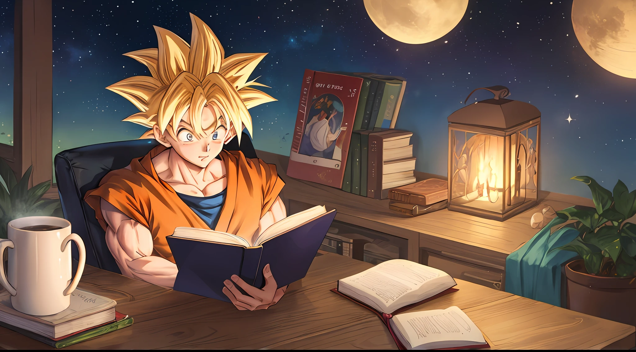 Goku reading the Bible