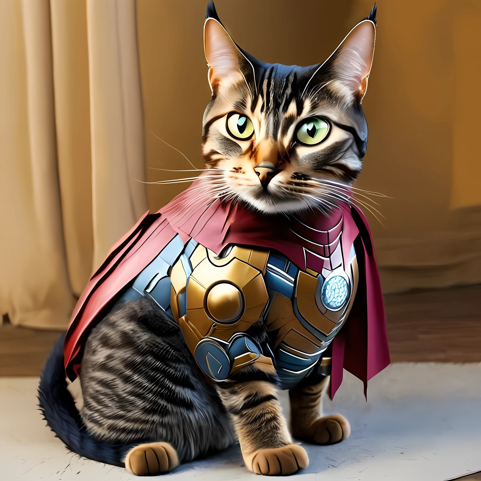 a cat wearing iron man armor --auto