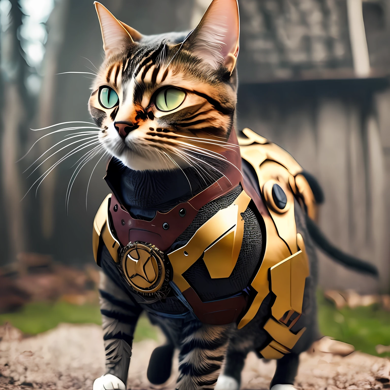a cat wearing ironman armor --auto