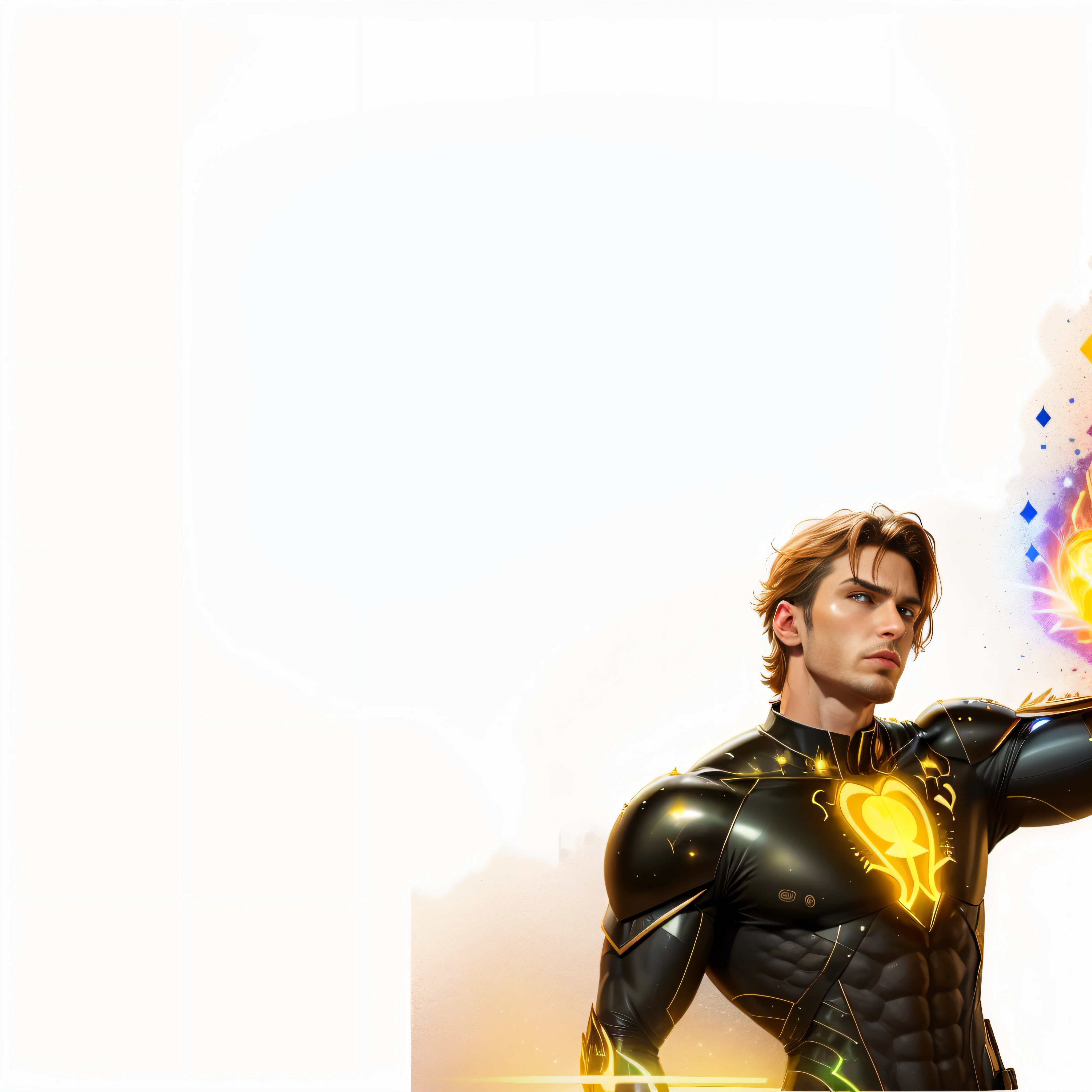 homem de 21 anos de idade, using black latex with holographic symbols, bright neon symbols, Arafed in a black LA'TEX suit holding a yellow light, adam warlock, gordon flash | | |, arte de fundo, Tocha humana, paper awesome wallpaper, papel de parede hd, Aura dourada brilhante, desktop background, fundo do papel de parede, epic graphic novel wallpaper, sem texto, Papel de parede 4k, Papel de parede 4k, papel de parede de alta qualidade, Asgardiano, cg arte, Johan Liebert, Full resolution 4k