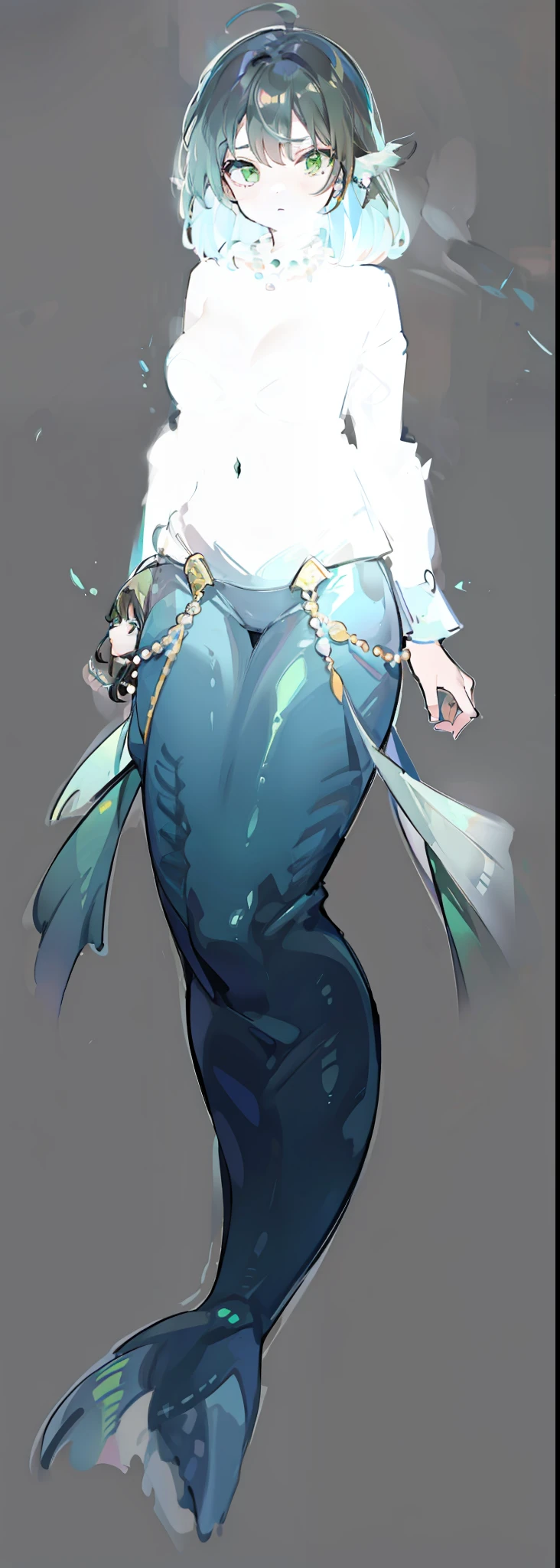 1character, female, wearing pearl necklace, green eyes, black hair. (masterpiece:1.2), (best quality:1.3)