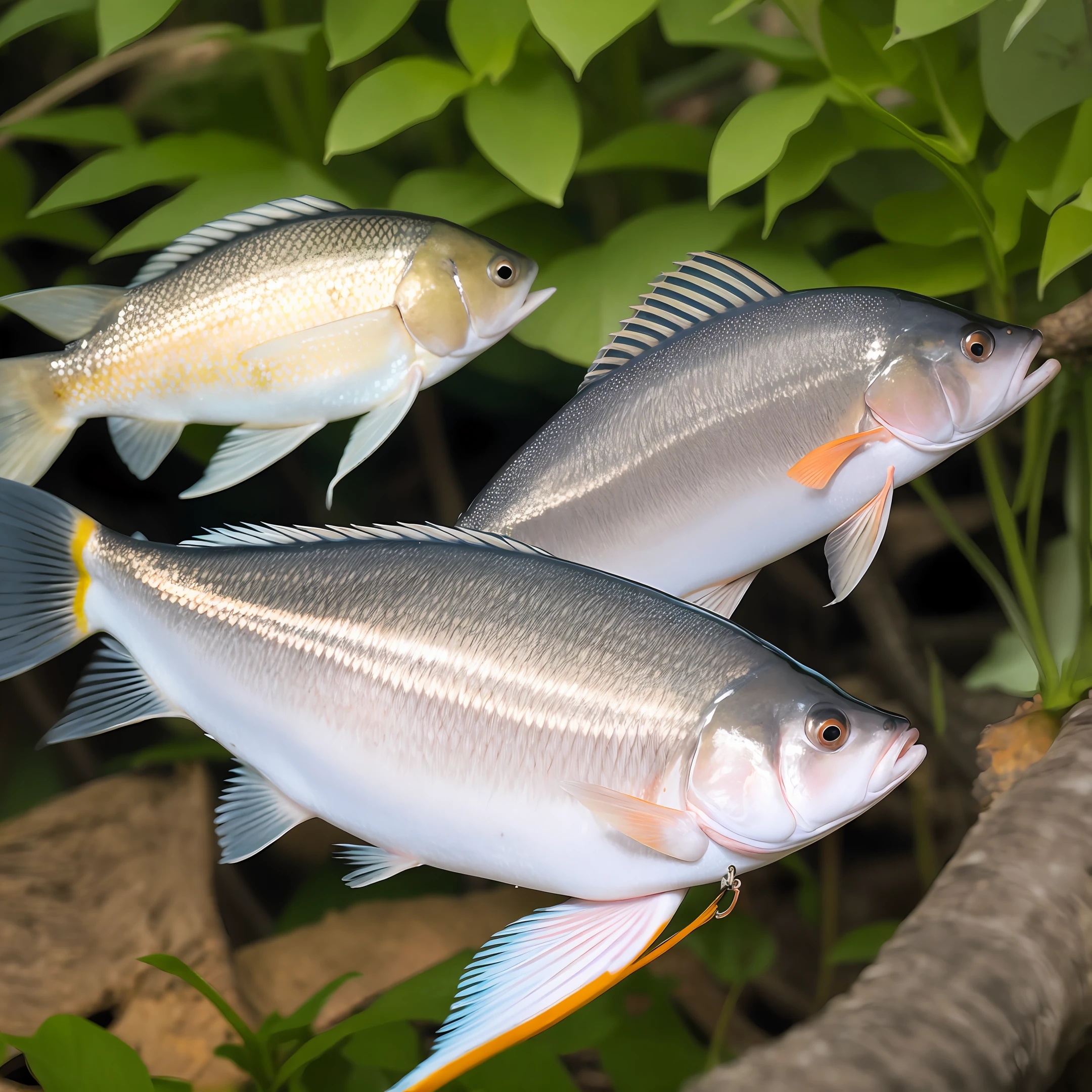 Tucunare atacando peixe pequeno em rio amazonico