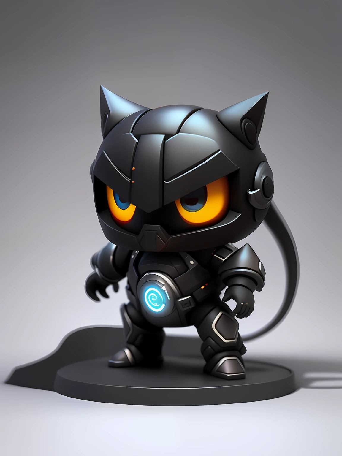 (最佳质量),white plastic,cyborg kitten, 3 d render stylized, cute 3 d render, 《overwatch》Reinhardt, Nendoroid 3D,, stylized 3d render, super detailed render, high res render, advanced digital chibi art, rendered in redshift, high quality rendering,(in 8K resolution:1.2),Three View,Role table,Clean white background,raytraced