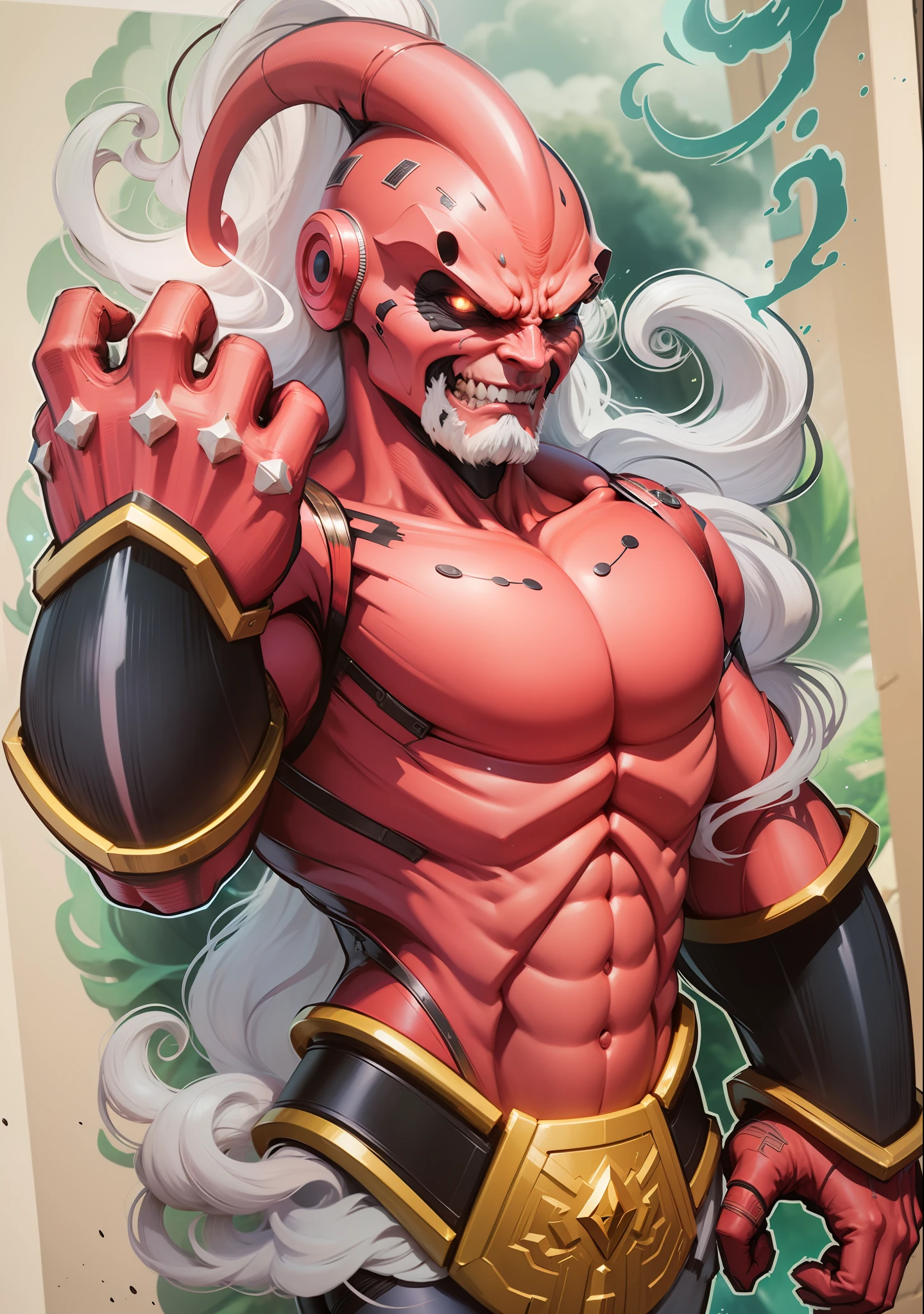 Majesty of Majin Vaiia,masterpiece,best quality, Motor Unreal 5, ultra-detailed, extremely detailed,high resolution, dynamic angle, floating, Volumetric light, glare, energy projection, magical powers, mystical atmosphere)