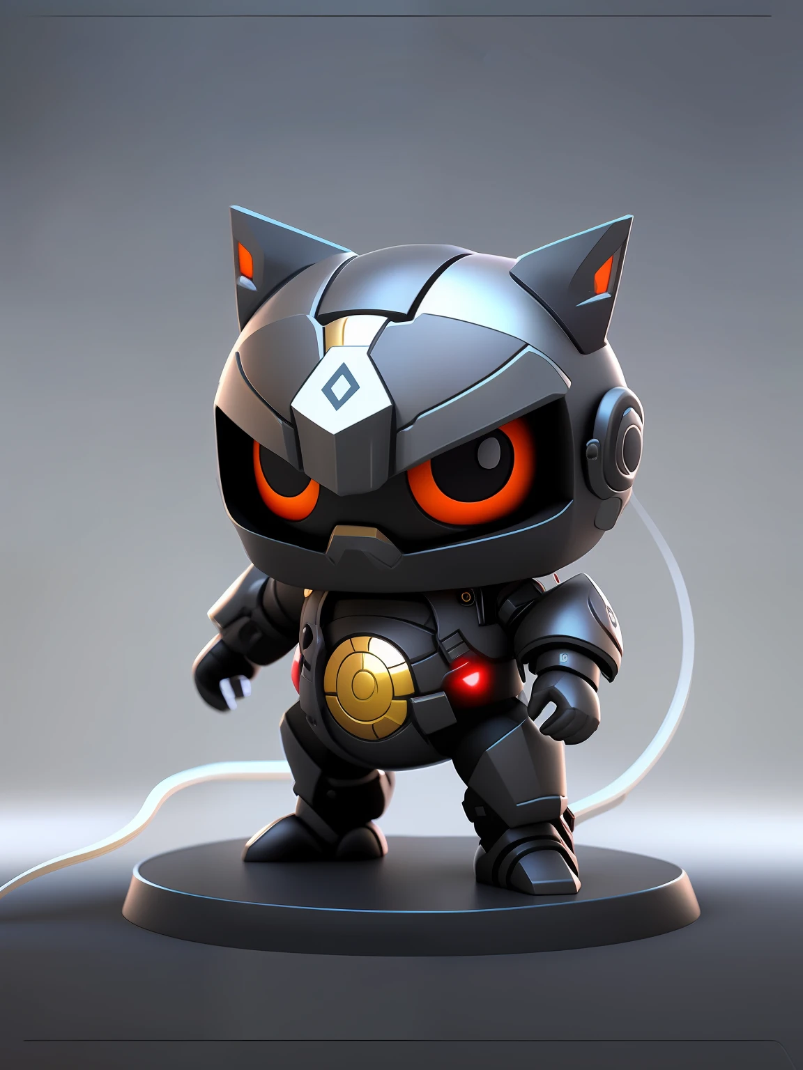 (最佳质量),white plastic,cyborg kitten, 3 d render stylized, cute 3 d render, 《overwatch》Reinhardt, Nendoroid 3D,, stylized 3d render, super detailed render, high res render, advanced digital chibi art, rendered in redshift, high quality rendering,(in 8K resolution:1.2),Three View,Role table,Clean white background,raytraced