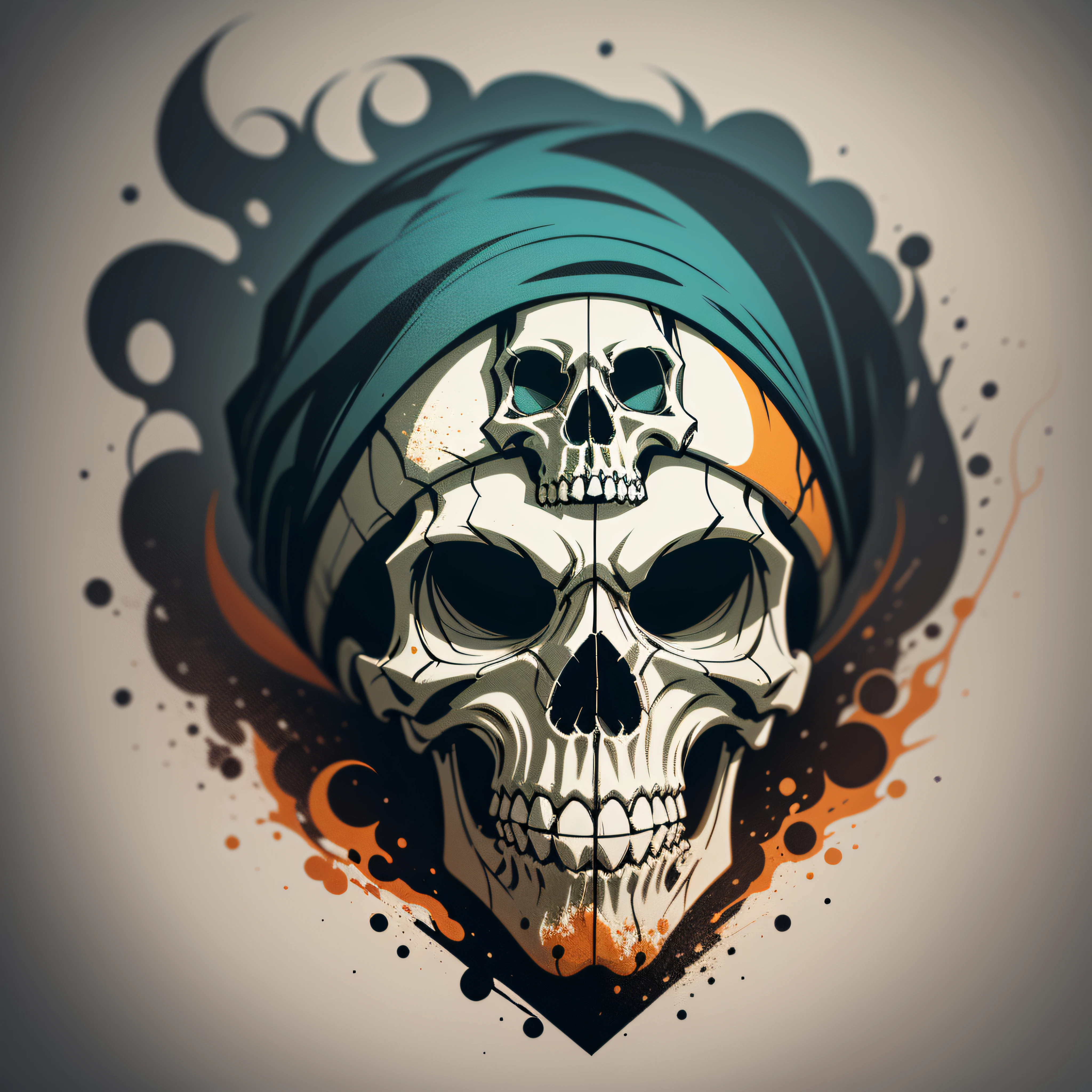 pirate skull, Sticker, Happy, Primary Color, mural art style, Contour, Vector, White Background, Detailed