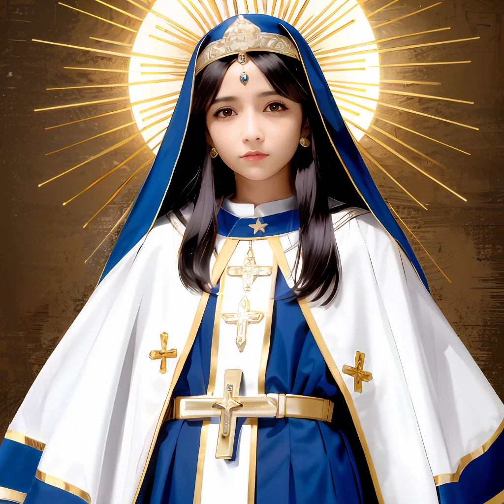 Padroeira do brasil Nossa senhora Aparecida, no com a cor da pele escura e com o manto azul