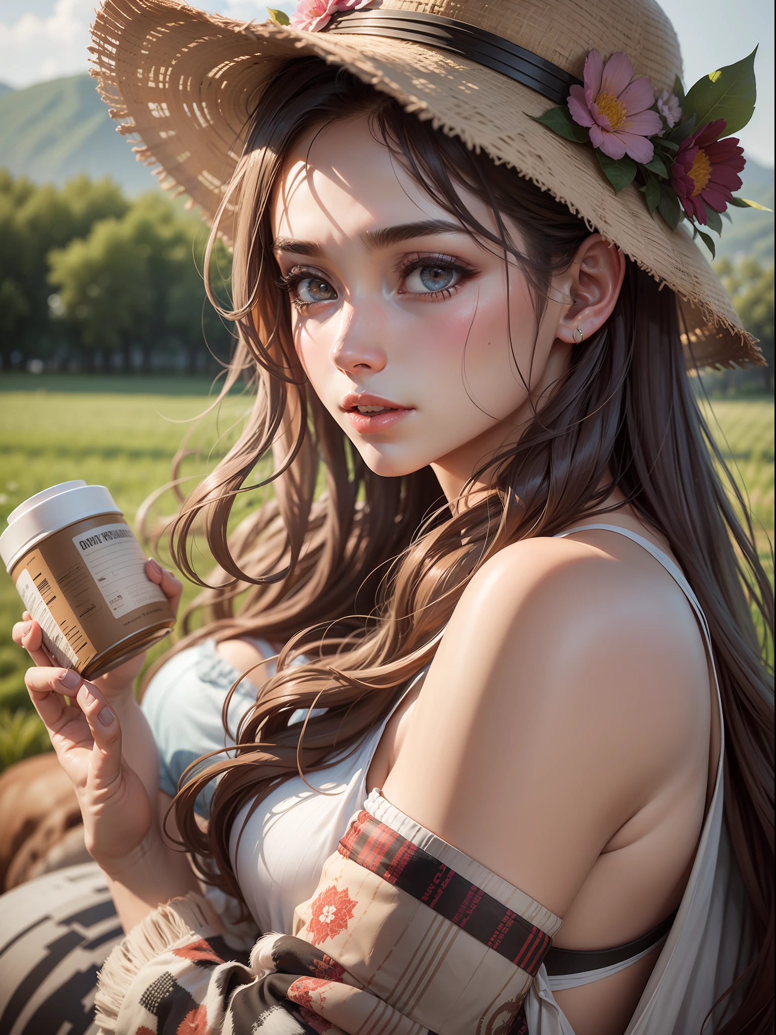 Immerse yourself in the rustic charm of farm life as you create a beautiful and realistic image of a Woman working in a vast field, surrounded by cows. Showcase the serene countryside ambiance, capturing the girl's dedication and connection to the land as she tends to the animals and nurtures the agricultural bounty. ray trace, (brightening light:1.2), (Increase quality:1.4), (best quality real texture skin:1.4), finely detailed eyes, finely detailed face, finely quality eyes, (tired and sleepy and satisfied:0.0), beautiful clothes, (Increase body line mood:1.1), (Increase skin texture beauty:1.1) (full-body)