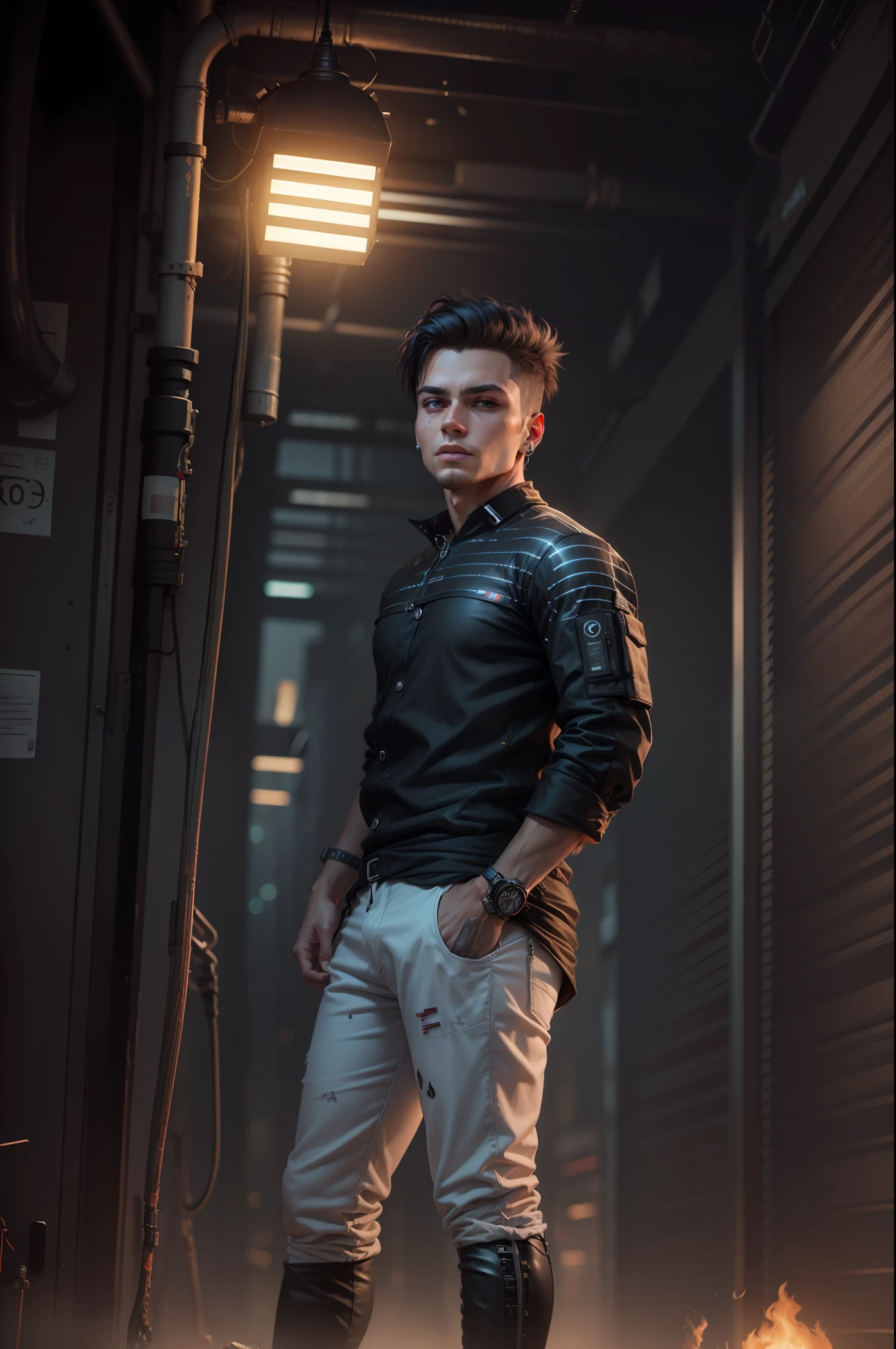 Change background cyberpunk,handsome boy, 8k,ultra realistic,