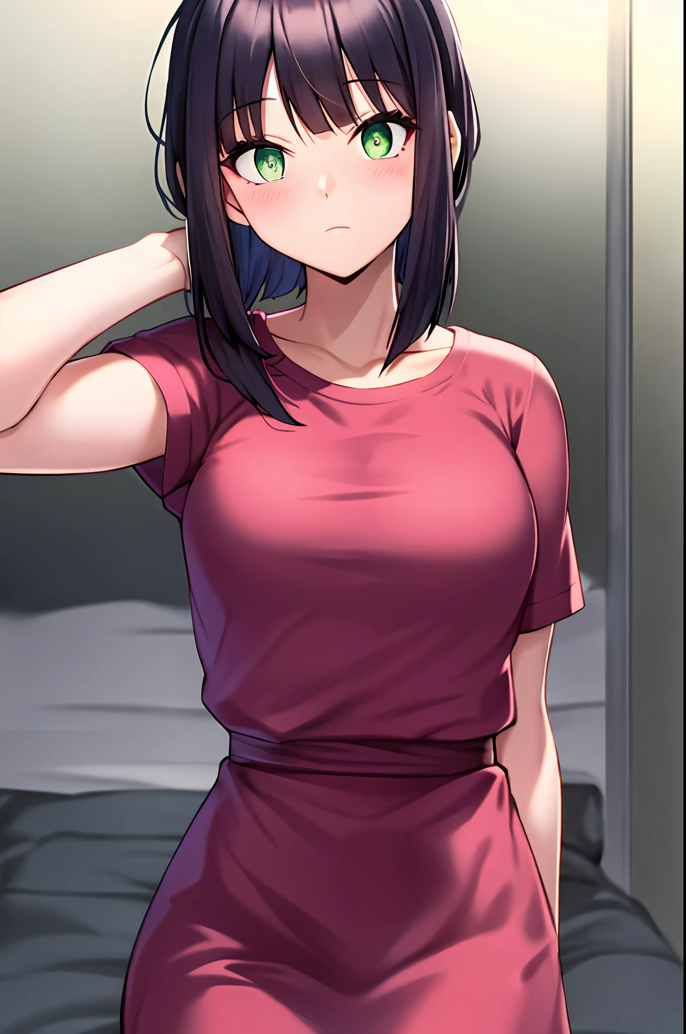 Hinata, Girl, cabelo liso, faixa, olho verde, musculosa, munhequeira azul,
