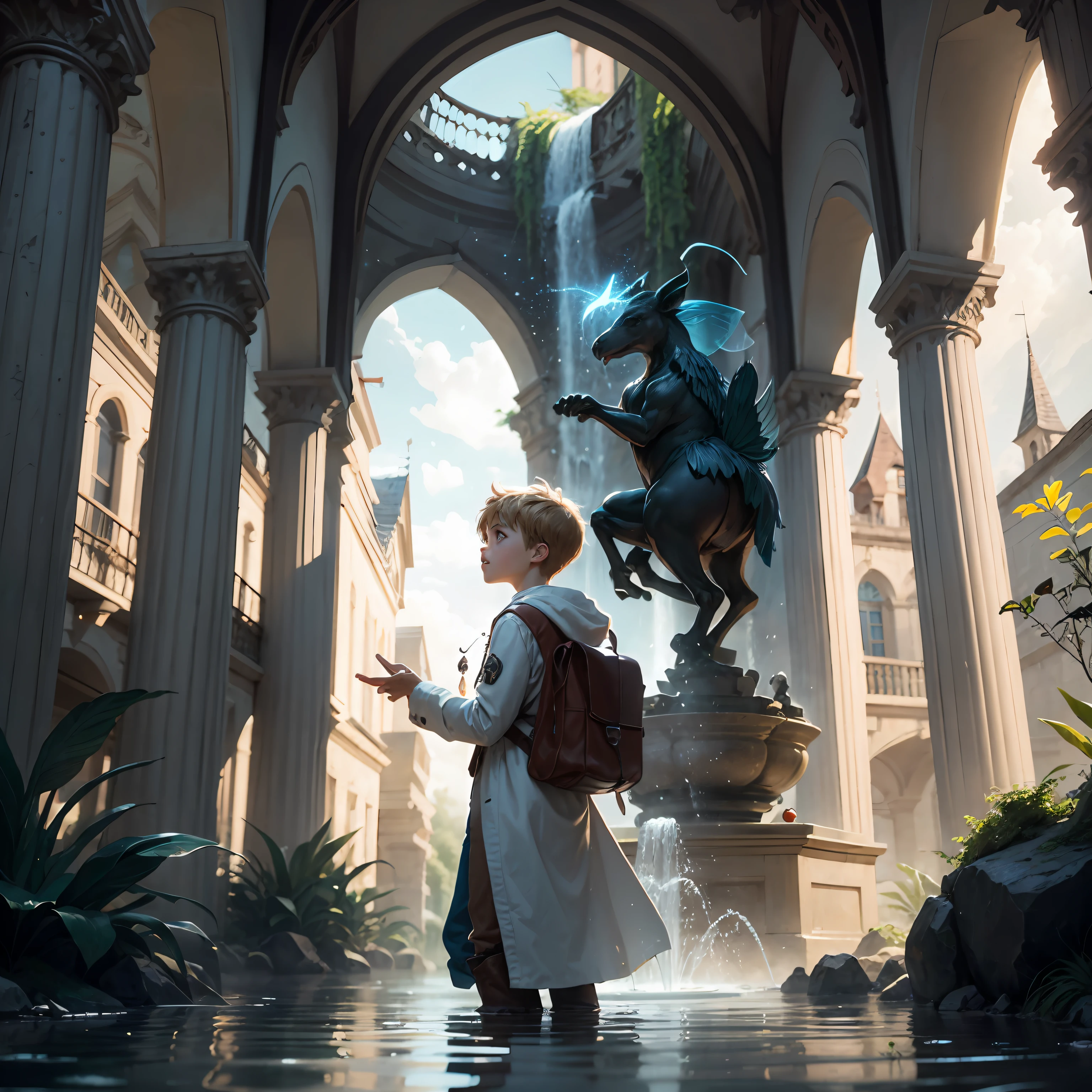 Pixart-style image Lucas discovers that the Fairy Kingdom is in danger. The fairies are losing their magical powers because the Fountain of Joy has been stolen. Determinados a ajudar, eles embarcam em uma jornada para encontrar a Fonte e restaurar a magia das fadas. --auto