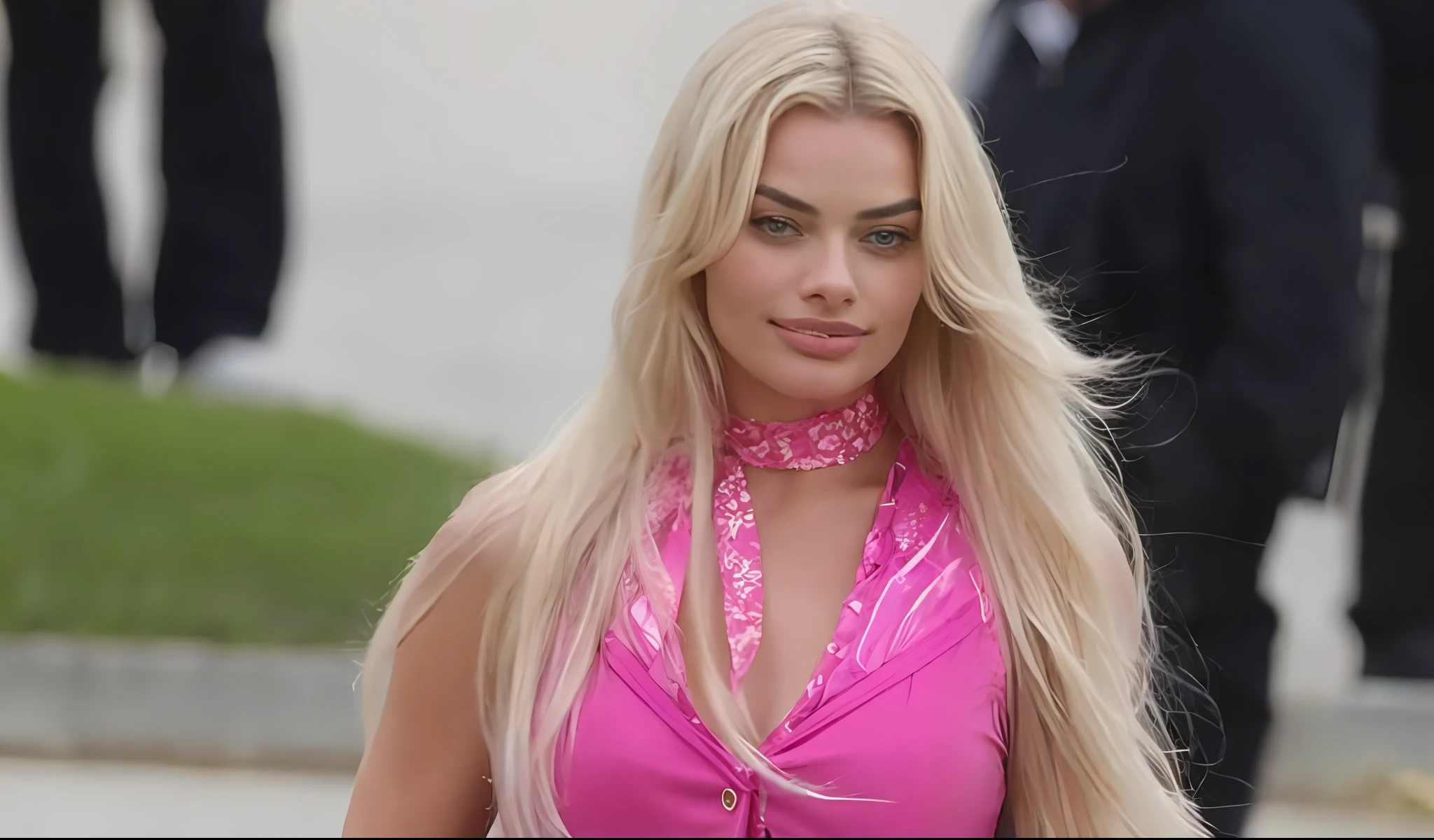 mulher loira no vestido rosa andando pela rua com um homem no terno preto, Temporary image of Giorgia Meloni, Operadora de Neon Margot Robbie, Margot Robbie em GTA v, Olya Bossak, Margot Robbie como uma fada, Cabelos loiros com destaques cor-de-rosa, Marischa Becker, ela tem cabelos loiros, com longos cabelos loiros, Parece Fabiula Nascimento, Margot Robbie
