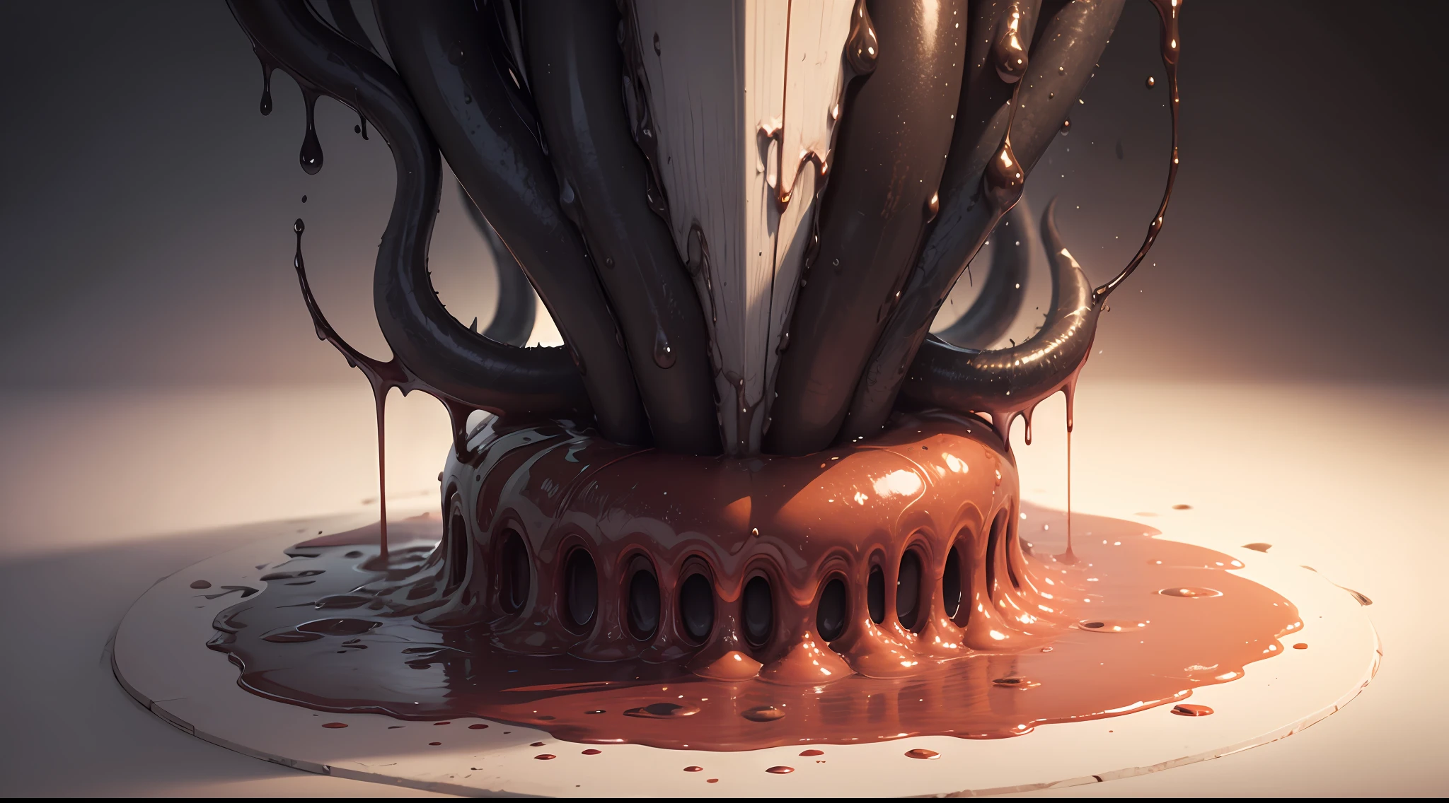 Surrounded by viscous liquid, lifted, bound, bound, Enredado, Adsorbidos, played with by black tentacles --auto