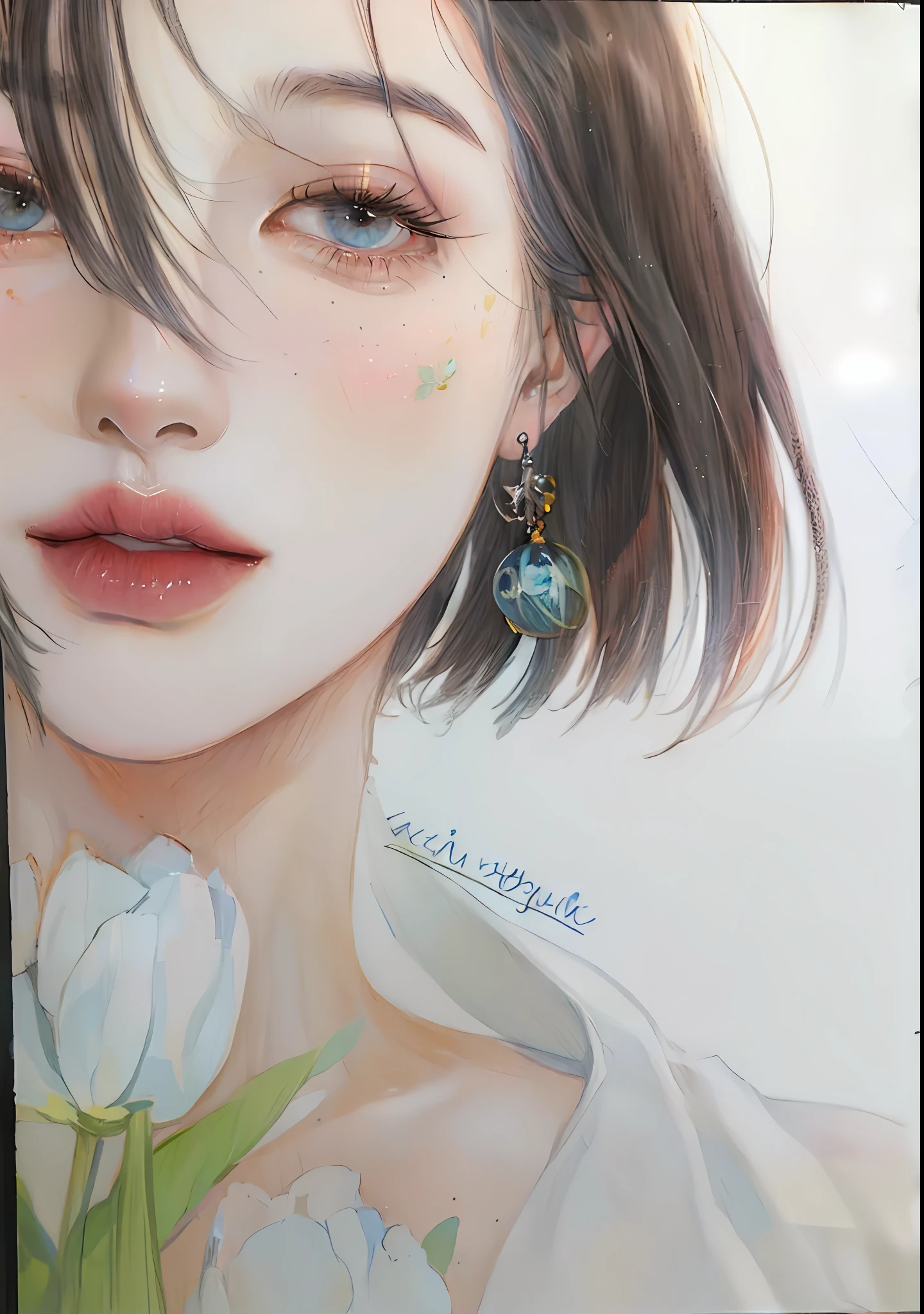 painting of a woman with blue eyes and a flower in her hand, a colored pencil sketch, color pencil sketch, color pencil sketch, colorized pencil sketch, desenho colorido, drawn with colored pencils, desenho colorido, desenho colorido, colorful sketch, color pencil drawing, color pencil drawing, retrato colorido detalhado, colored pencil illustration, high quality colored sketch, retrato da