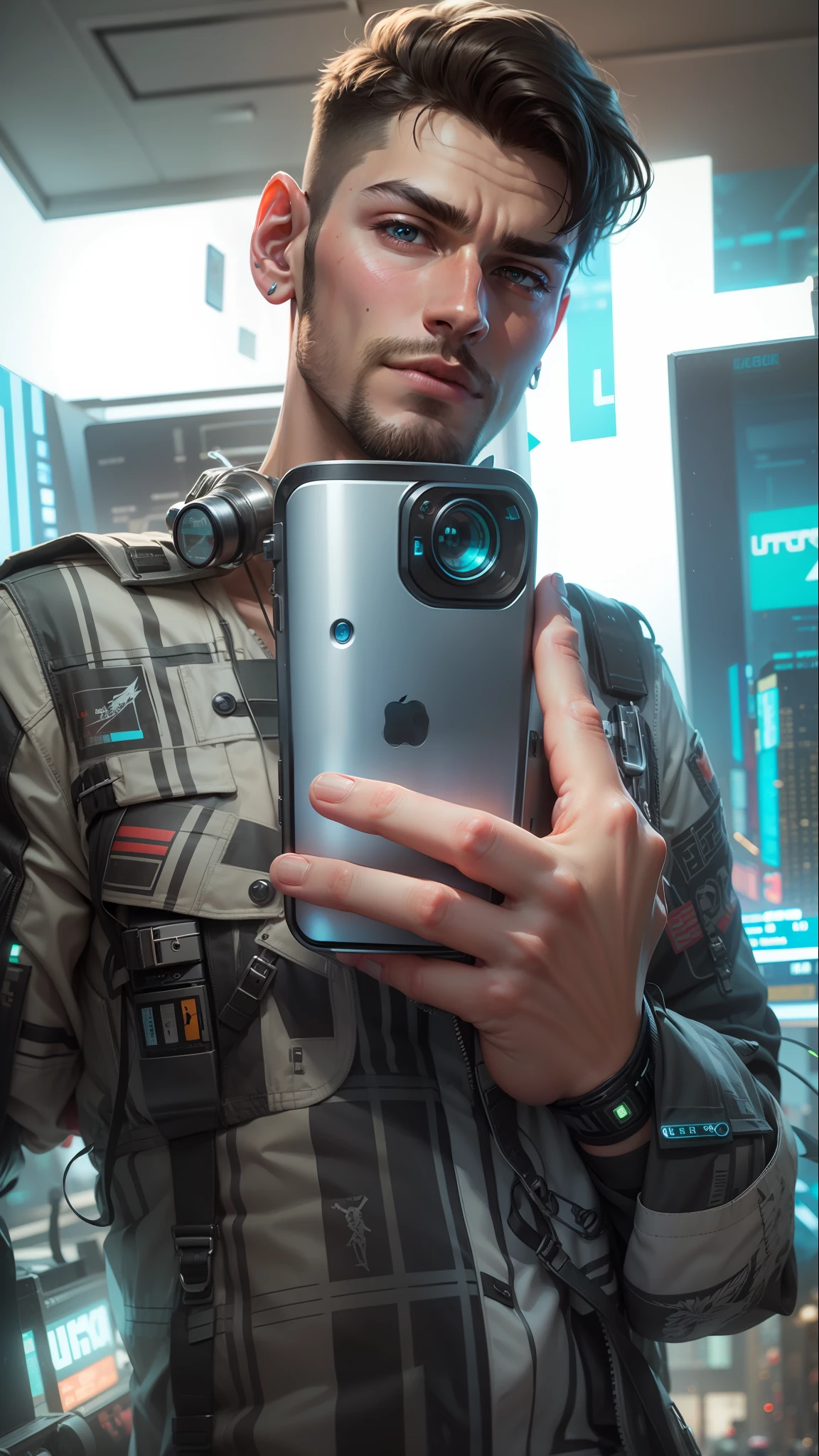 Change the background cyberpunk boy realistic handsome face ultra realistic 8k
