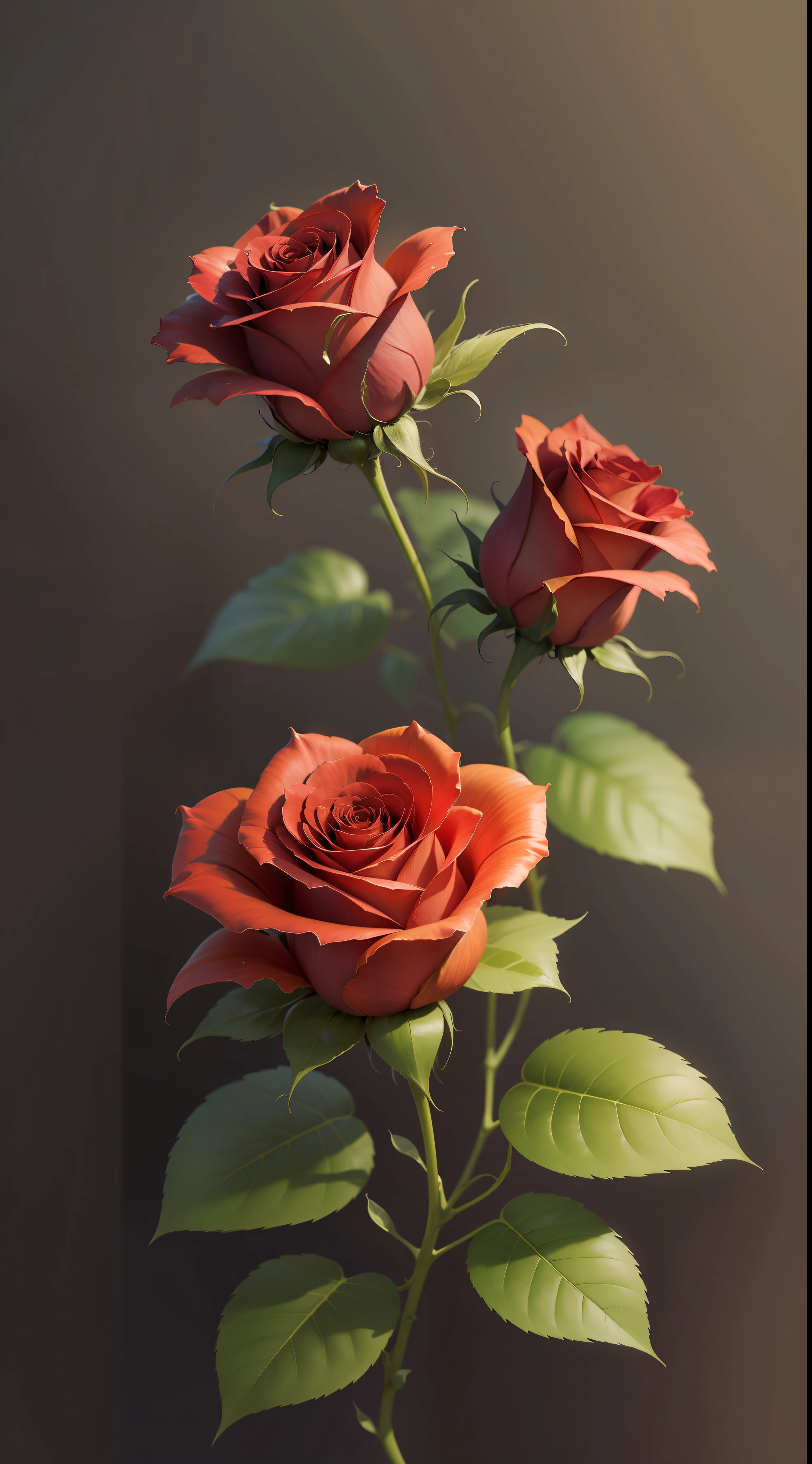 Three red roses, three yellow roses in tree,rose,dark background,high resolution,high quality