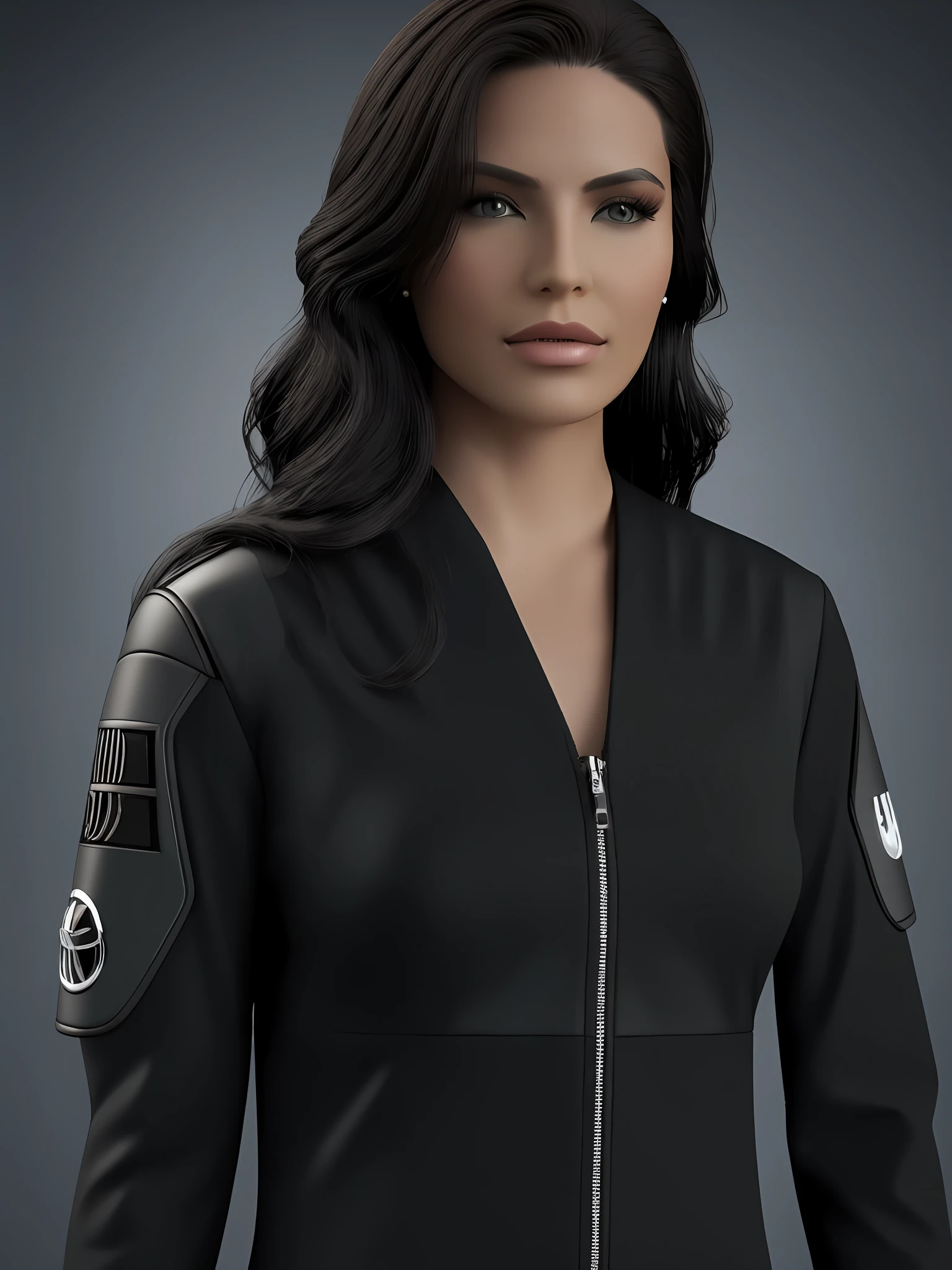 v3dv, Realistic (( 1 woman only )) corpo escultural, futuristic clothing, fundo um carro preto na luz da borda da cidade