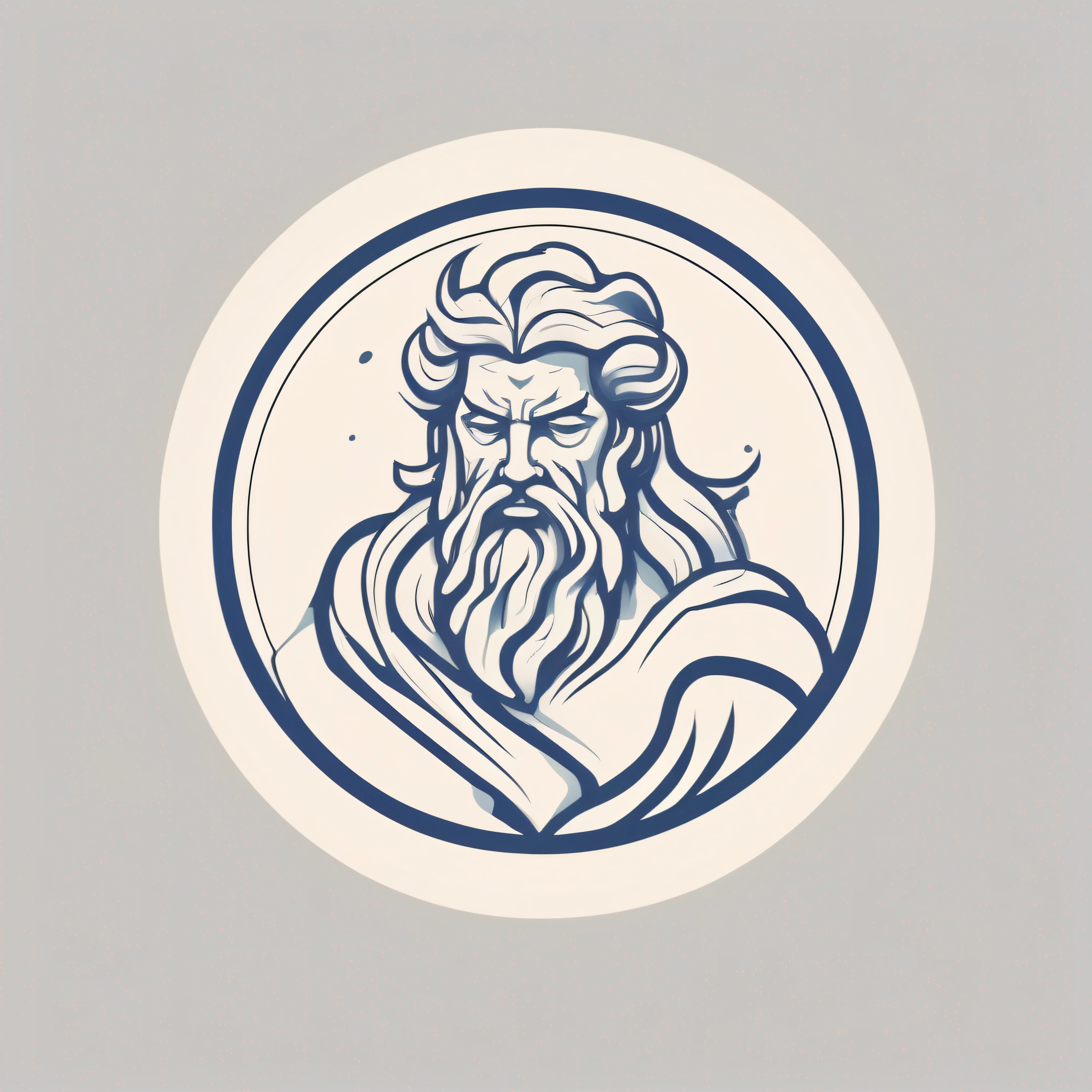 logo, vector, logo design, vector, simple, flat, icon, minimalism, well-defined lines and contours, centralized, a mythological being, Zeus, atistas James Jean.