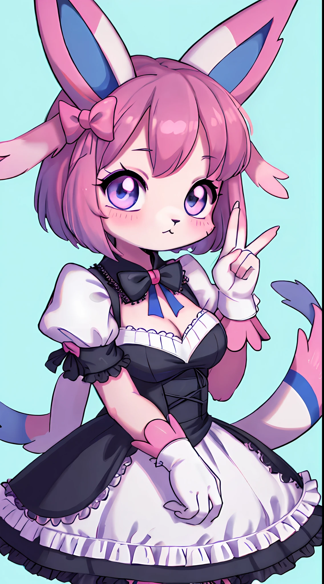 4K, master piece, best quality, Kawaii, cute, sfw, sylveon, hioshiru, goth frilly dress, bob cut